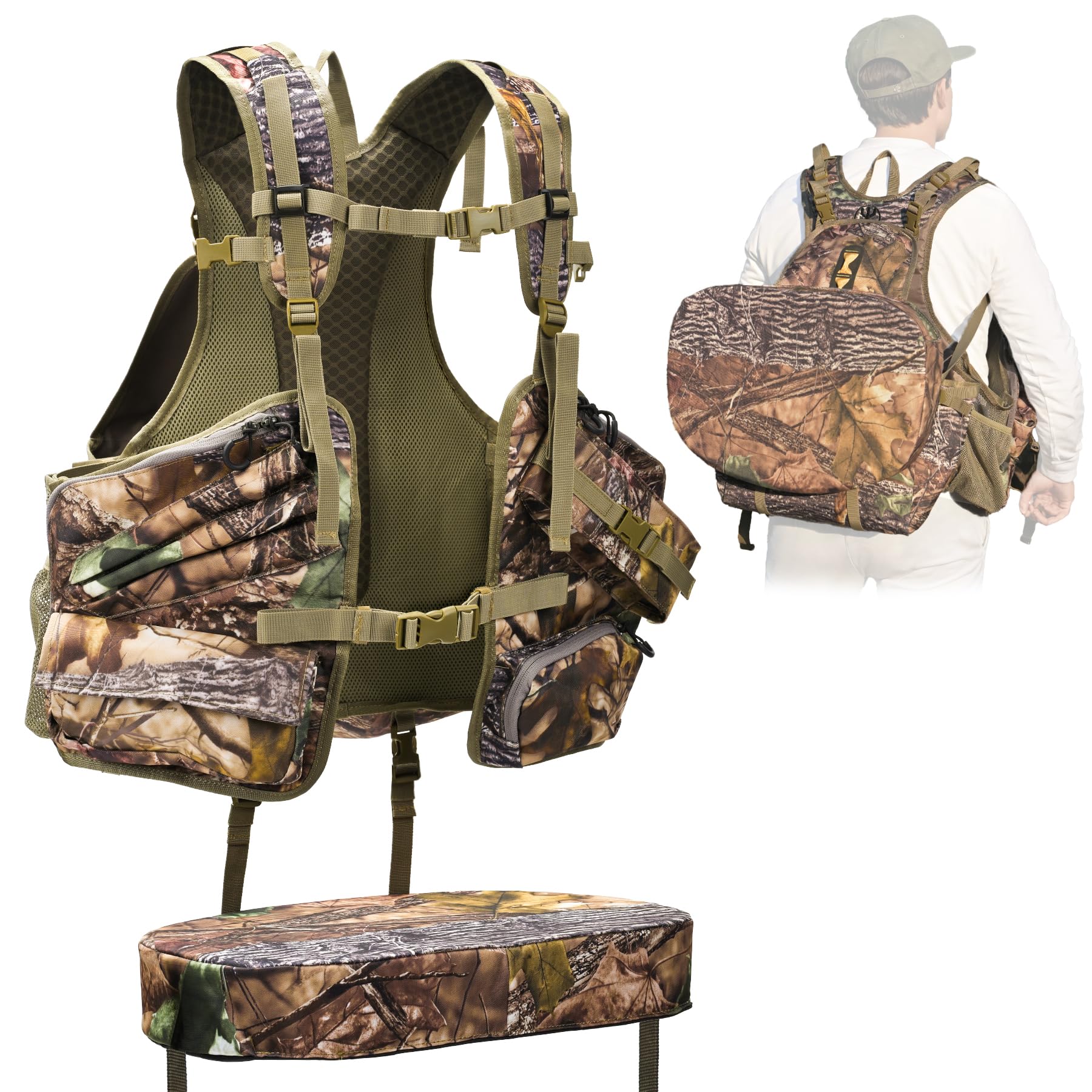 KNINE OUTDOORS Turkey Vest with Seat Cushion, Turkey Vest for Hunting, Turkey Hunting Vest with Game Pouch