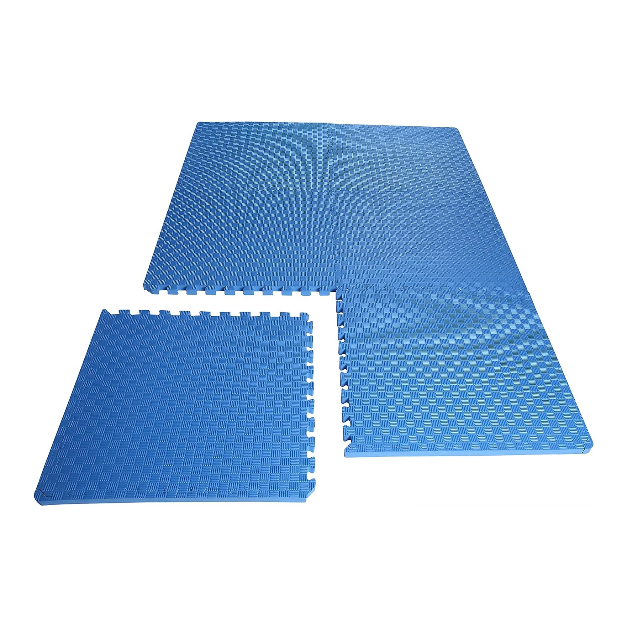 BalanceFrom Puzzle Exercise Mat with EVA Foam Interlocking Tiles for MMA, Exercise, Gymnastics and Home Gym Protective Flooring, One Inch Thick, 24 Square Feet, Blue