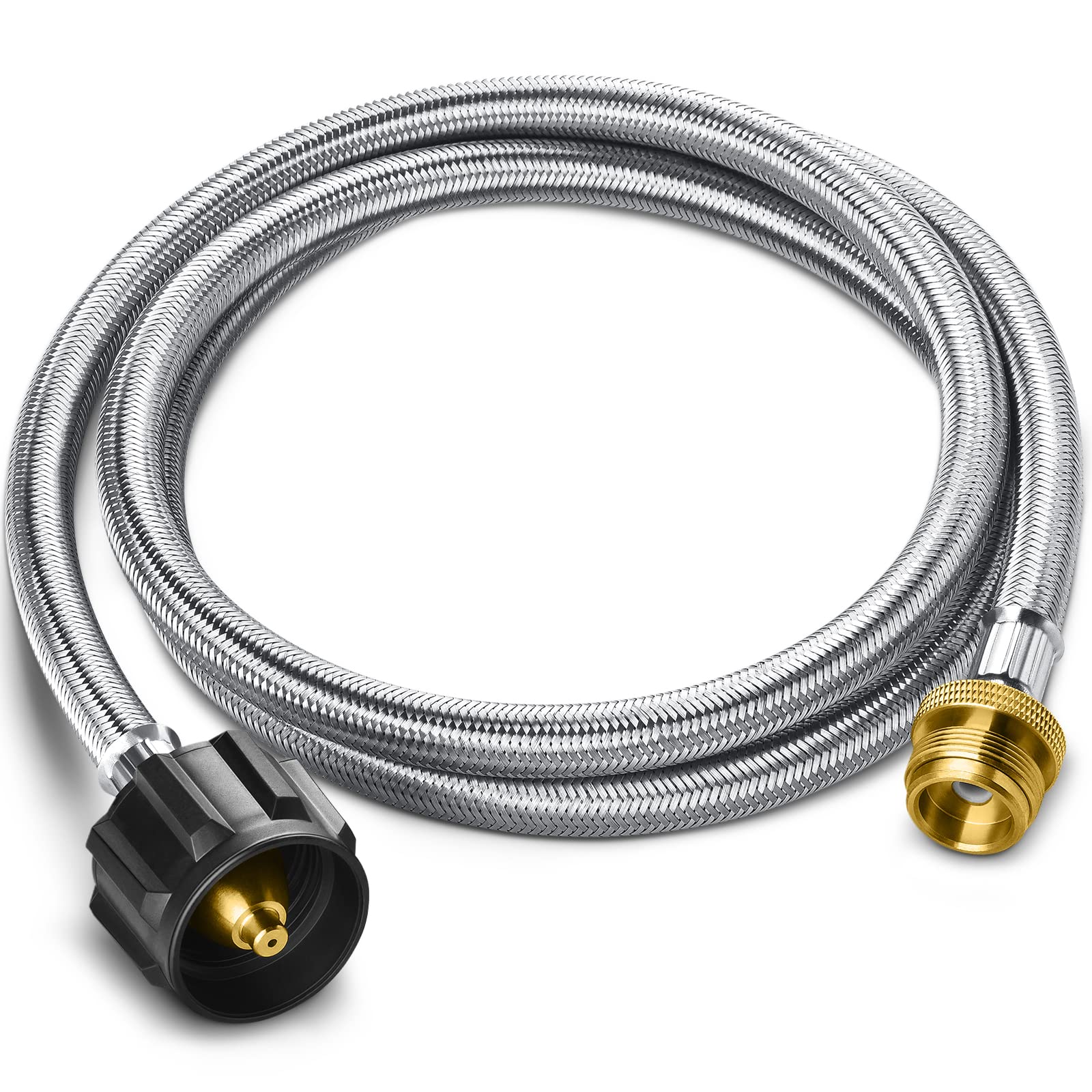 PatioGem Propane Hose, 5FT Propane Adapter 1lb to 20lb, Propane Tank Adapter, fit for Weber/Coleman/Blackstone Grill, Buddy Heater, Smoker, Griddle, Camping Stove, Fire Pit