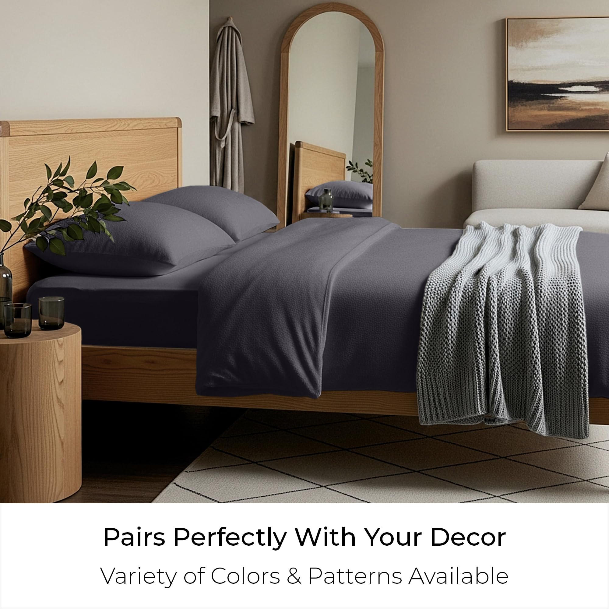 Mellanni Cotton Flannel Sheet Set - Double Brushed for Added Softness & Comfort - Deep Pocket Fitted Sheet up to 16" - 4 Piece Set (Queen, Gray)