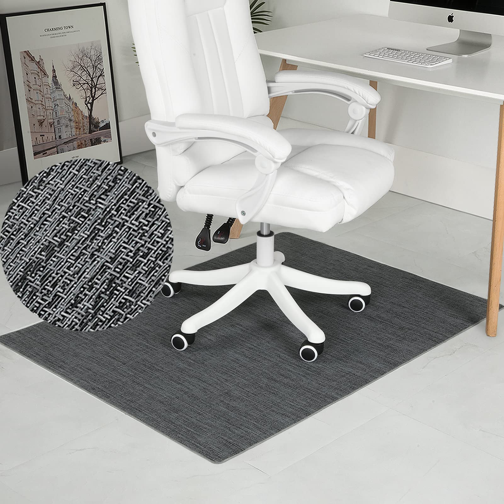 RccugmatS Chair Mat for Hardwood & Tile Floor, 47" x 60" Heavy Duty Office Chair Mat for Rolling Chairs, Anti Slip, Non-Curve, Floor Protector for Home Office, Gray