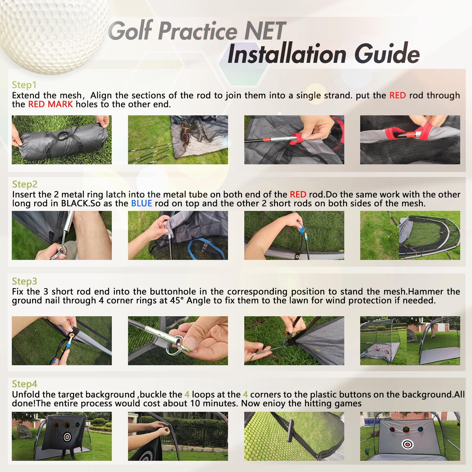 Golf Practice Net,2-in-1 Golf net,Golf Hitting Aids Nets for Backyard Driving Chipping, Home Golf Swing Training with Targets /1 Golf Mat / 12 Golf Balls / 1 Golf Tees/Bag - Men Indoor Outdoor Sports…