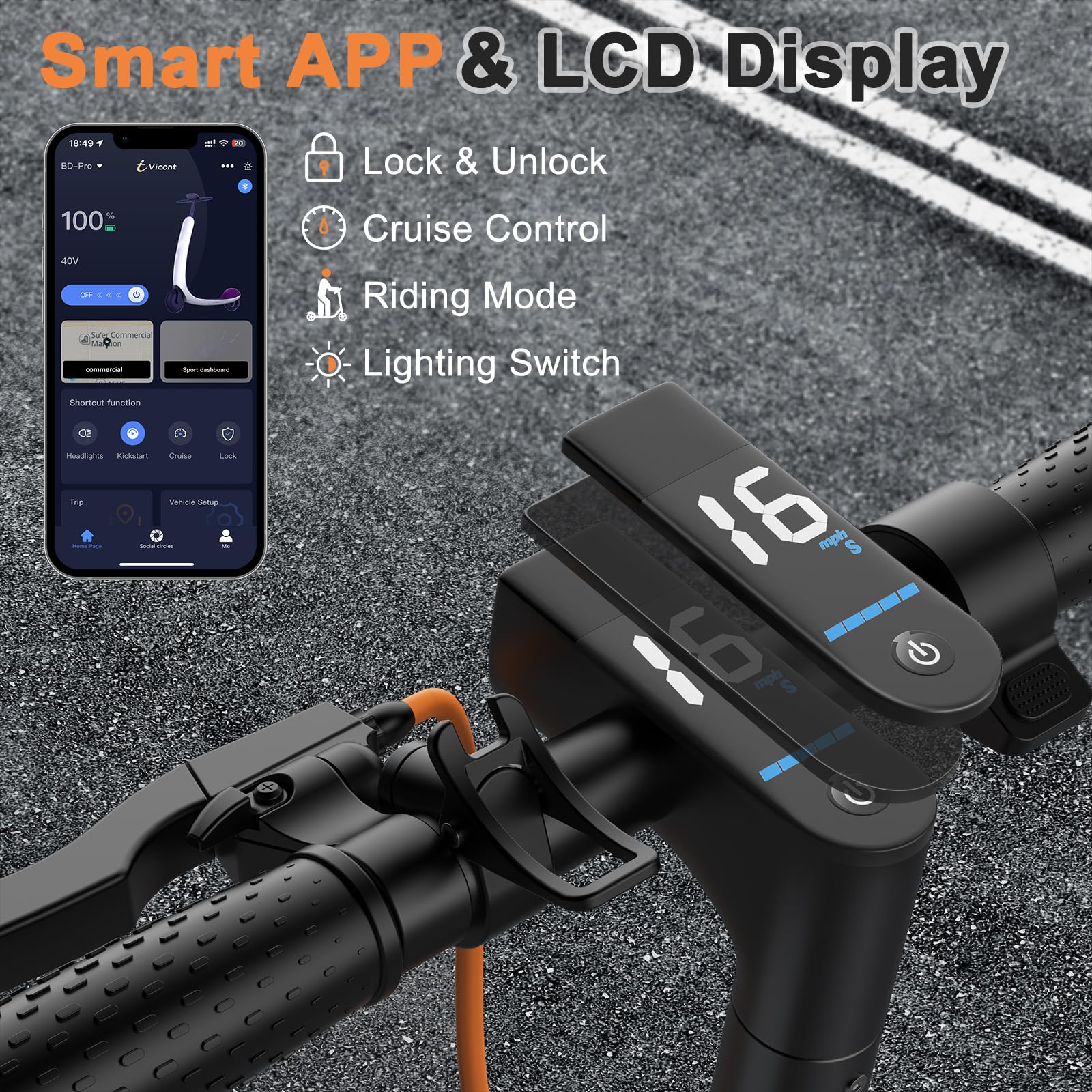 VOLPAM Adult Electric Scooter, 350W/500W/800W Powerful Motor, 8.5"/10"/11'' Solid Tires, 19/21/31Mph, 32/28/23/21/18/16Miles Max Range, Dual Braking
