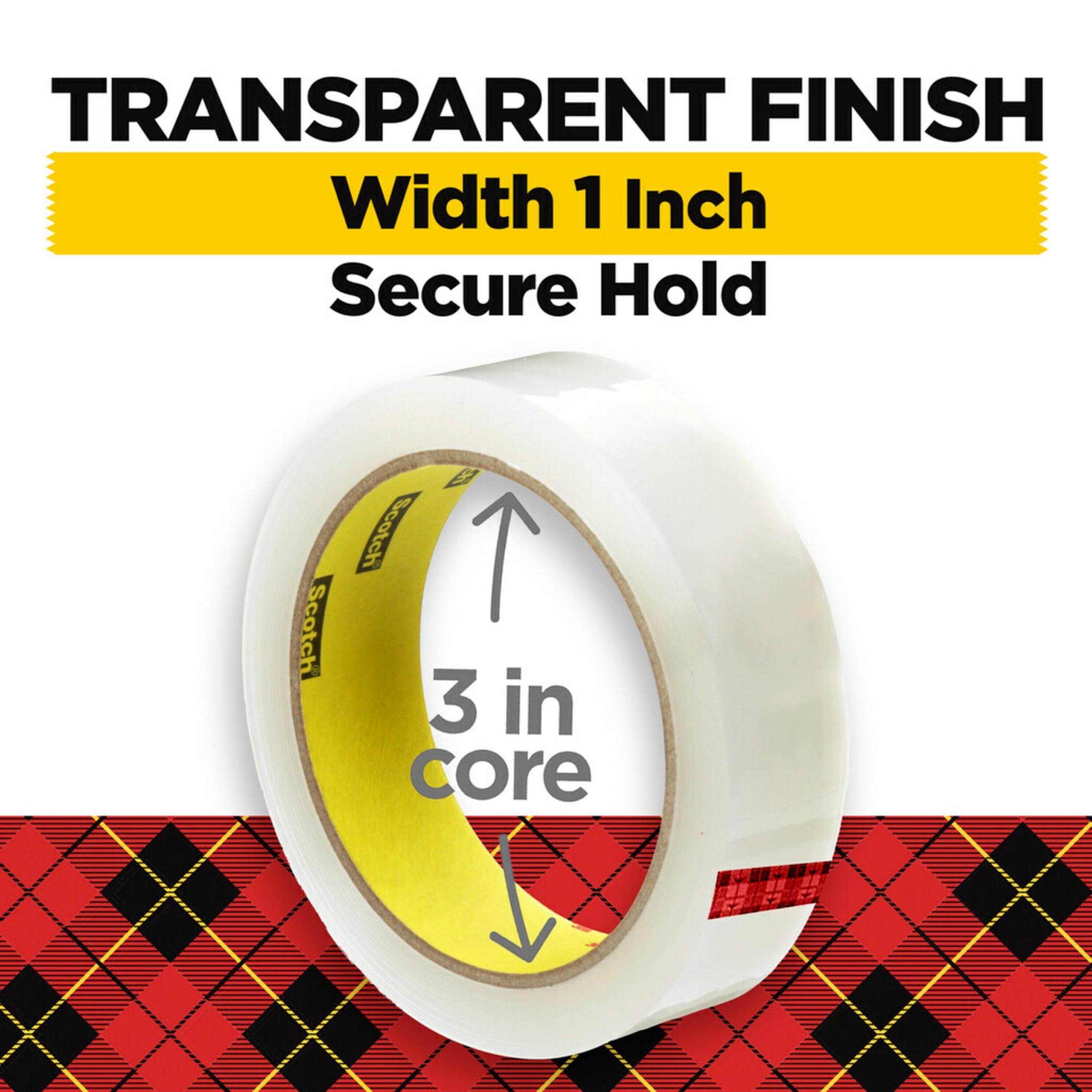 Scotch Transparent Tape, 3 Boxes, 1 in x 2592 in (600-72-3PK)