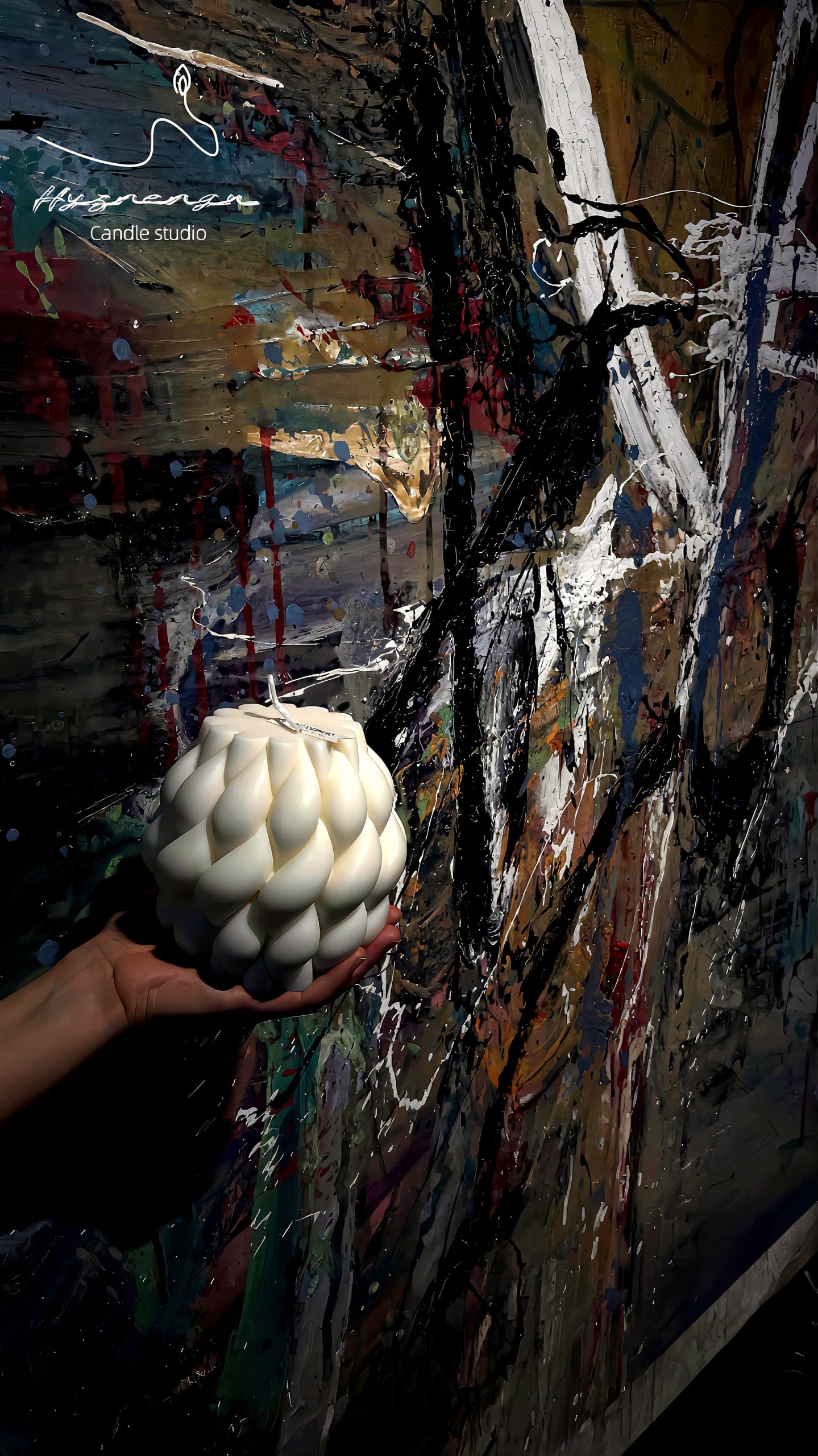 Hyznengu Knot Ball Candle - White Large Handmade Pillar Scented Soy Wax Candles,Elegant Aesthetic Candle for Women,Housewarming Presents,Home Room Shelf Coffee Table Decorative Idea Candles