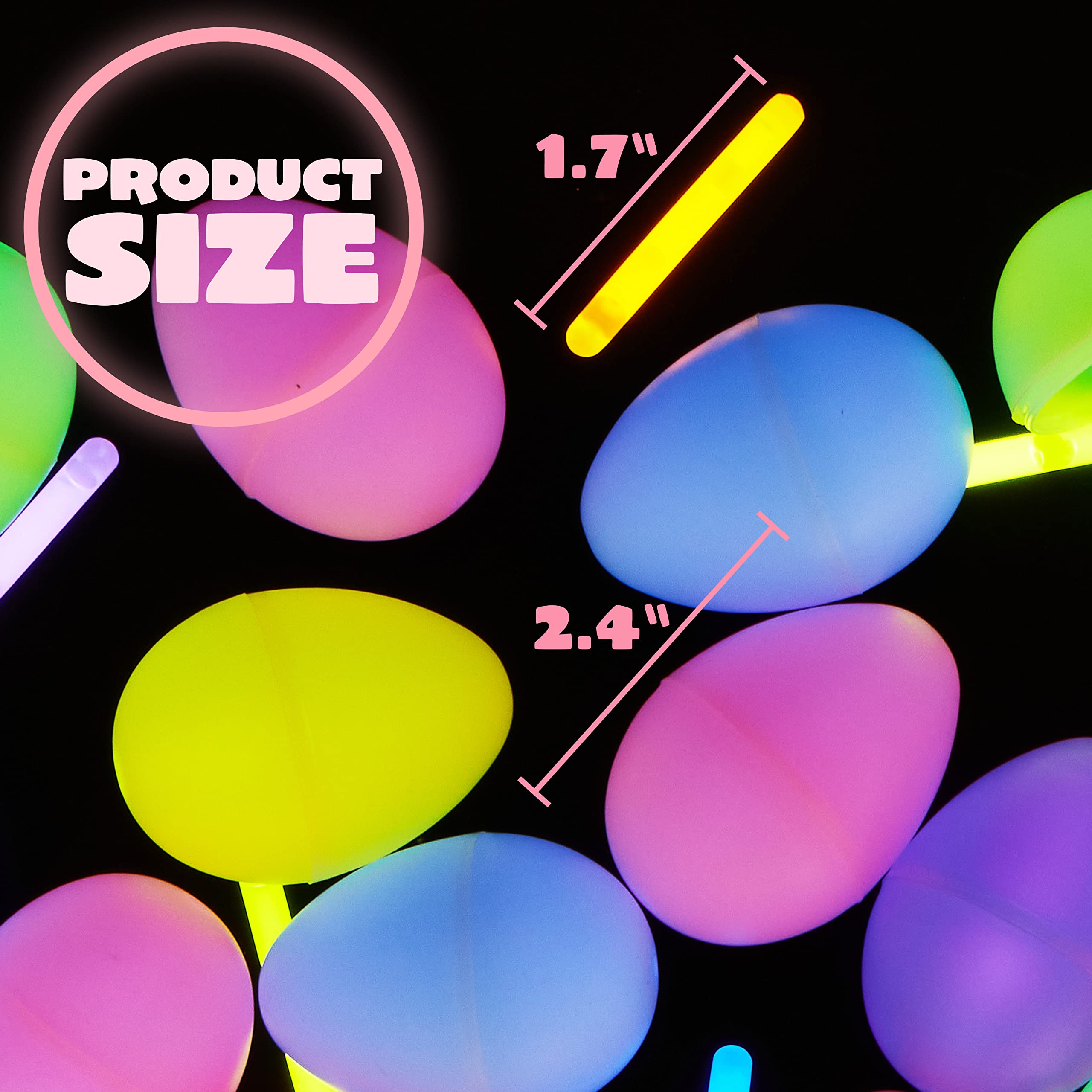JOYIN 35 Pcs Easter Eggs with 35 Mini Glow Sticks for Kids Glow-in-The-Dark Basket Stuffers Fillers Gift, Easter Egg Hunt Game Party Favors Decorations Supplies, Classroom Prizes