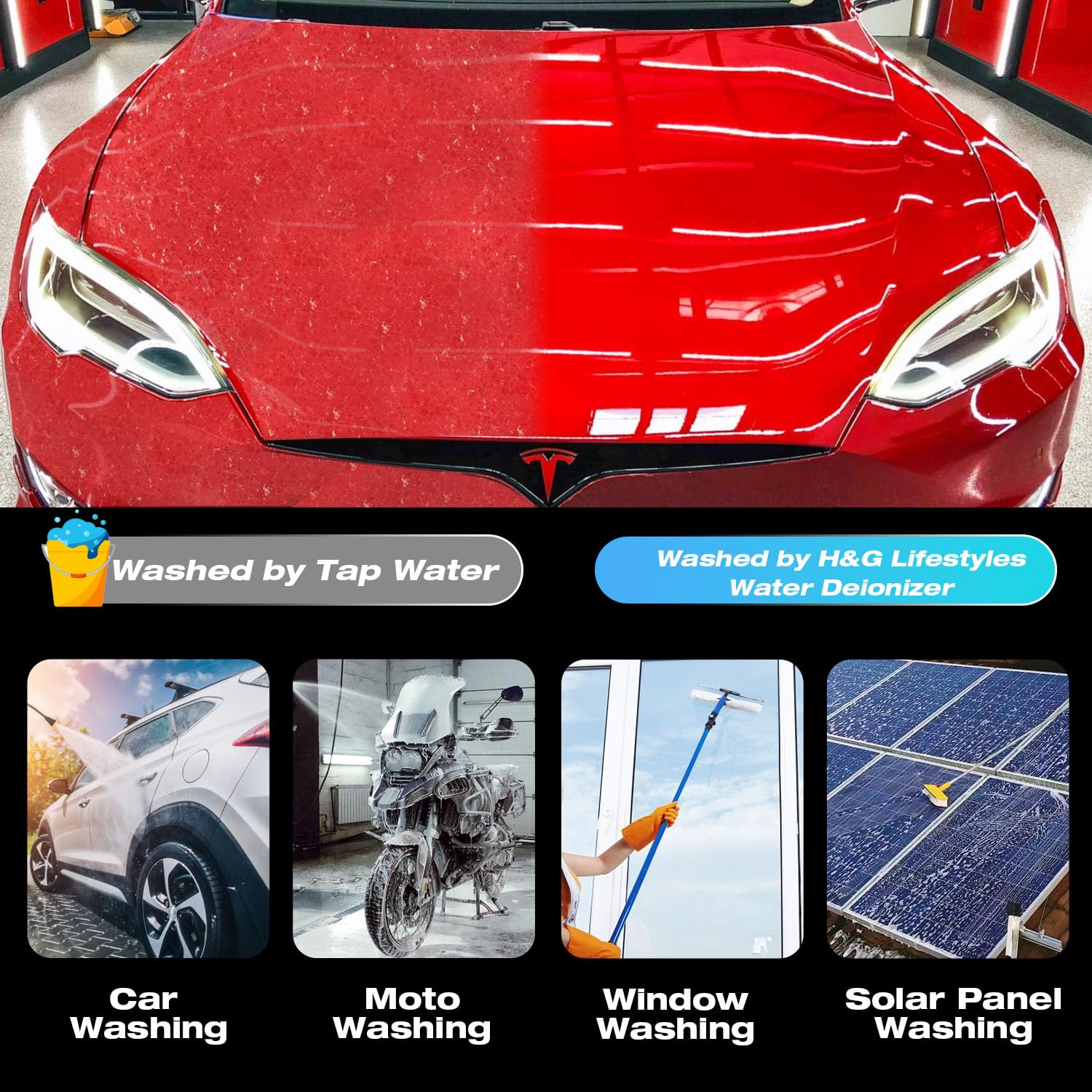 H&G Lifestyles Water Deionizer for Car Washing Ultra-Low TDS Spotless Water System in-line Deionized Water Spot Free Water Spot Filter DI-Water System for Car Detailing 50 Gallons Di Water