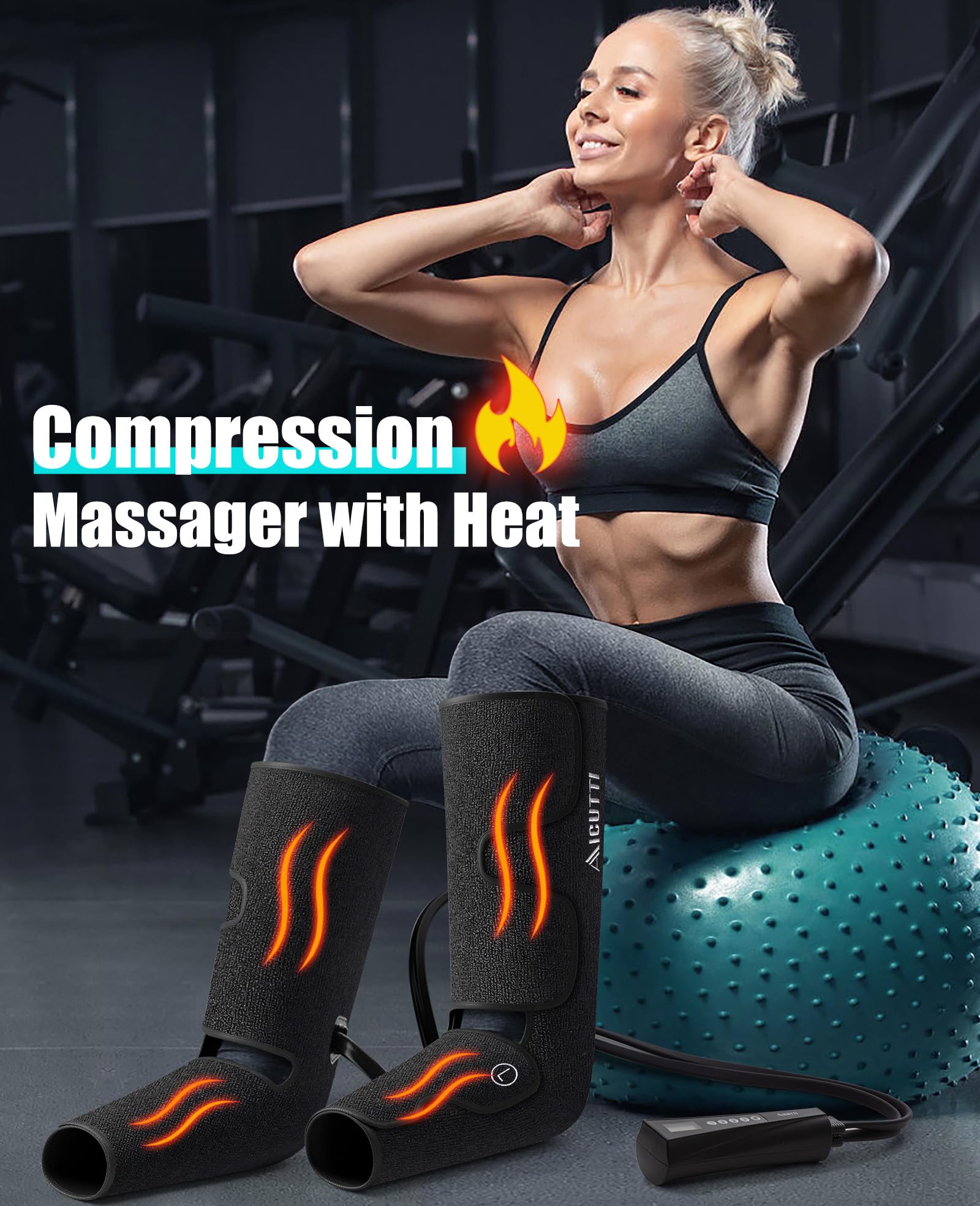 AICUTTI Professional Air Compression Leg and Foot Massager with Heat - Christmas & Birthday Gifts for Men & Women, Improved Circulation & Pain Relief, Ideal for Parents on Mother's Day & Father's Day