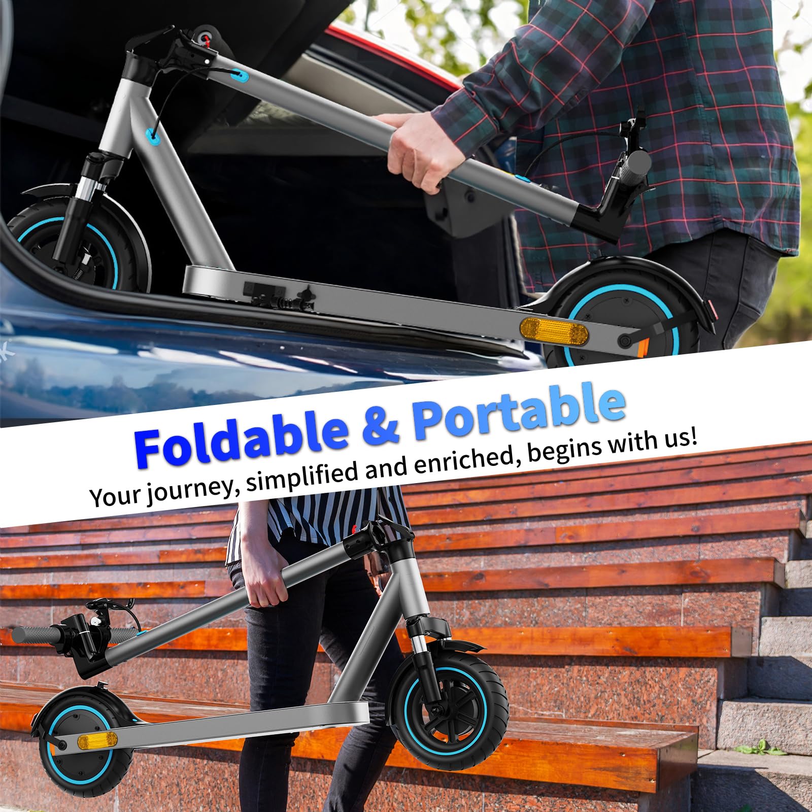 QnQ Electric Scooter, Powerful 500WPeak Motor, Max12/28Miles Long Range, Top Speed 15.5/19MPH, 8.5" Tires,Long-Lasting Battery Life, Dual elastomer Suspension UL 2272 & 2271 Certified