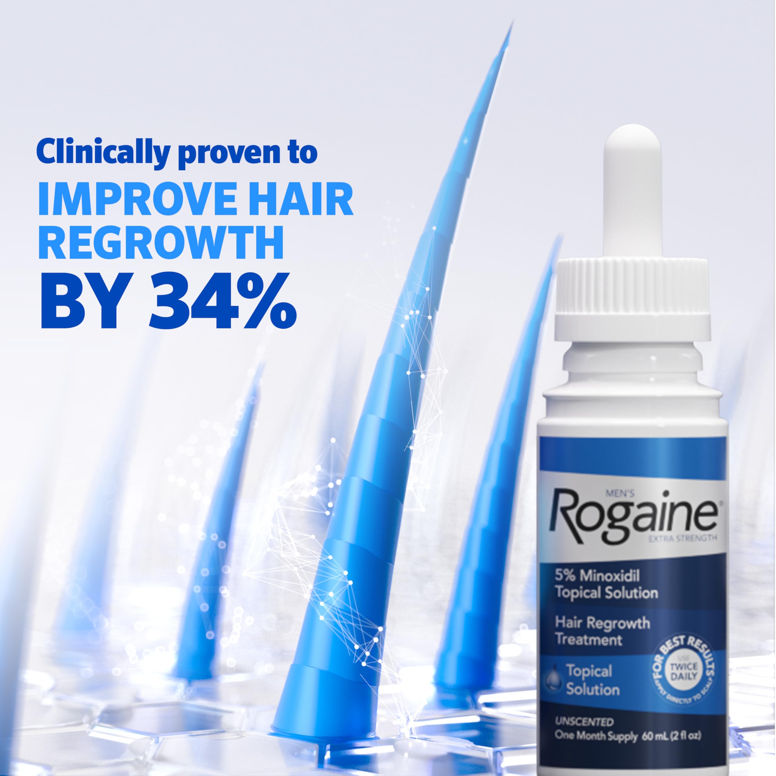 Men's Rogaine Extra Strength 5% Minoxidil Solution, 3 Mo Supply, 3x 2 Fl Oz