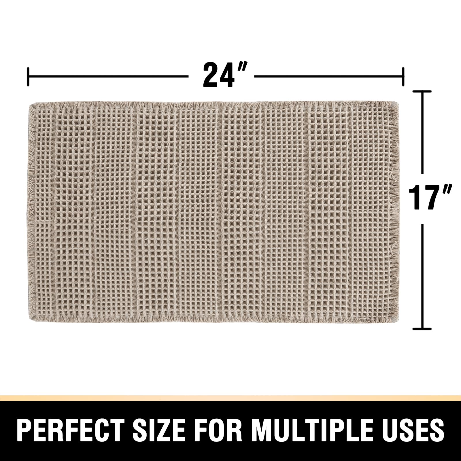 H.VERSAILTEX Upgraded Waffle Bath Mat Super Absorbent Bathroom Mats Non Slip Bath Rugs for Bathroom Floor Machine Washable Dry Fast Bathroom Rugs for Beside Tub, 17" x 24", Irish Cream
