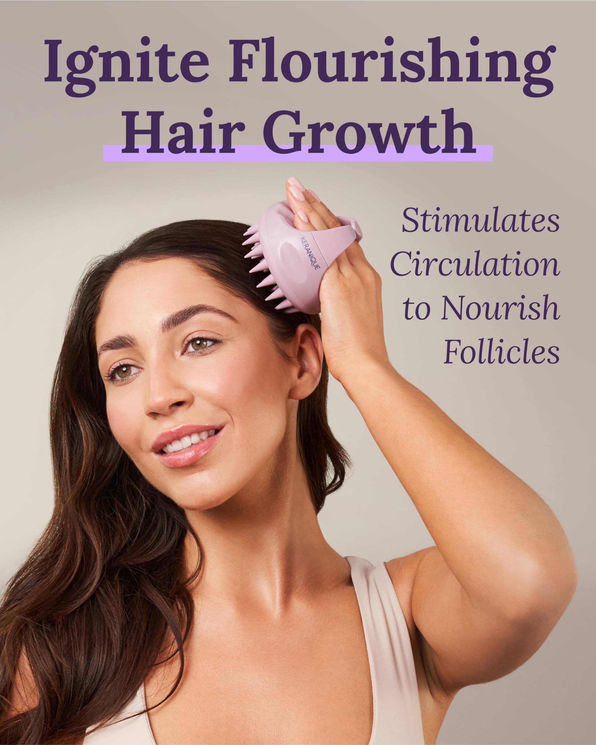 Keranique Scalp Therapy Manual Massager Hair Growth Stimulator for Dry or Wet Hair