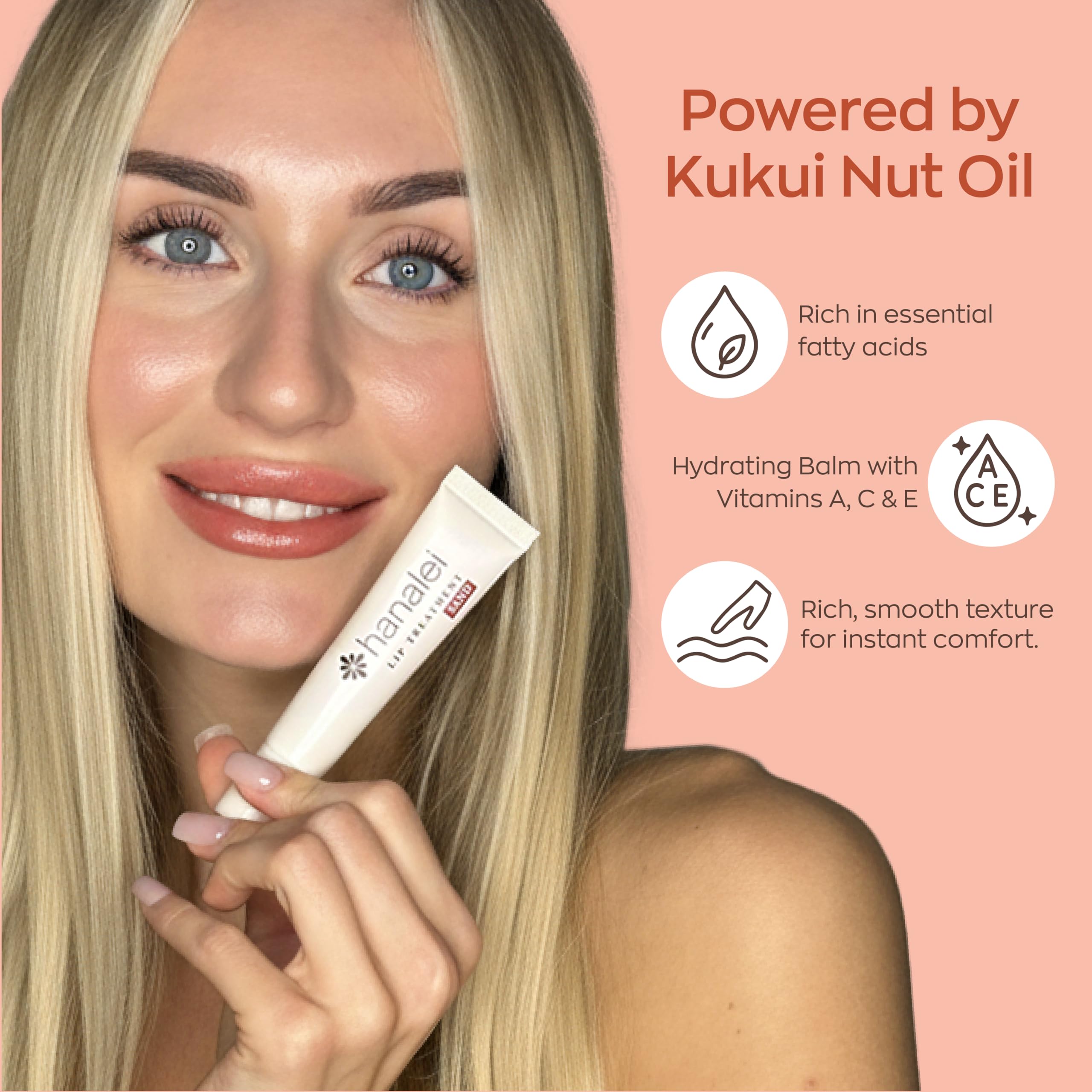 Hanalei Lip Treatment for Dry, Chapped Lips – Intensive Overnight Moisturizer with Kukui Oil, Shea Butter & Grapeseed Oil – Hydrating Balm for Healing Cracks – Clear Tint, Full-Size 15g – Cruelty-Free