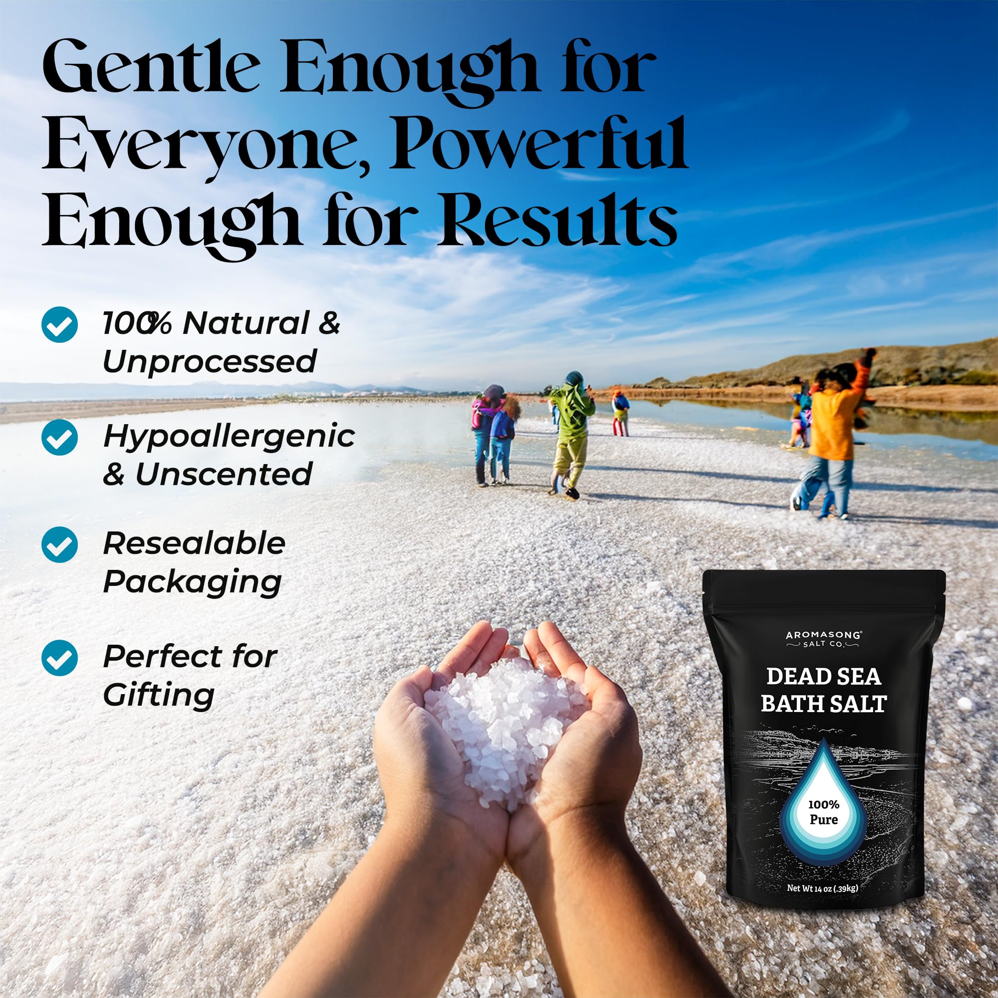 Aromasong Unscented Dead Sea Bath Soak 14 oz + Coconut Dead Sea Salt 2.5 oz Bundle – Mineral-Rich Skin Softening, Relaxation & Tropical Aromatherapy for Home Spa and Foot Soaks