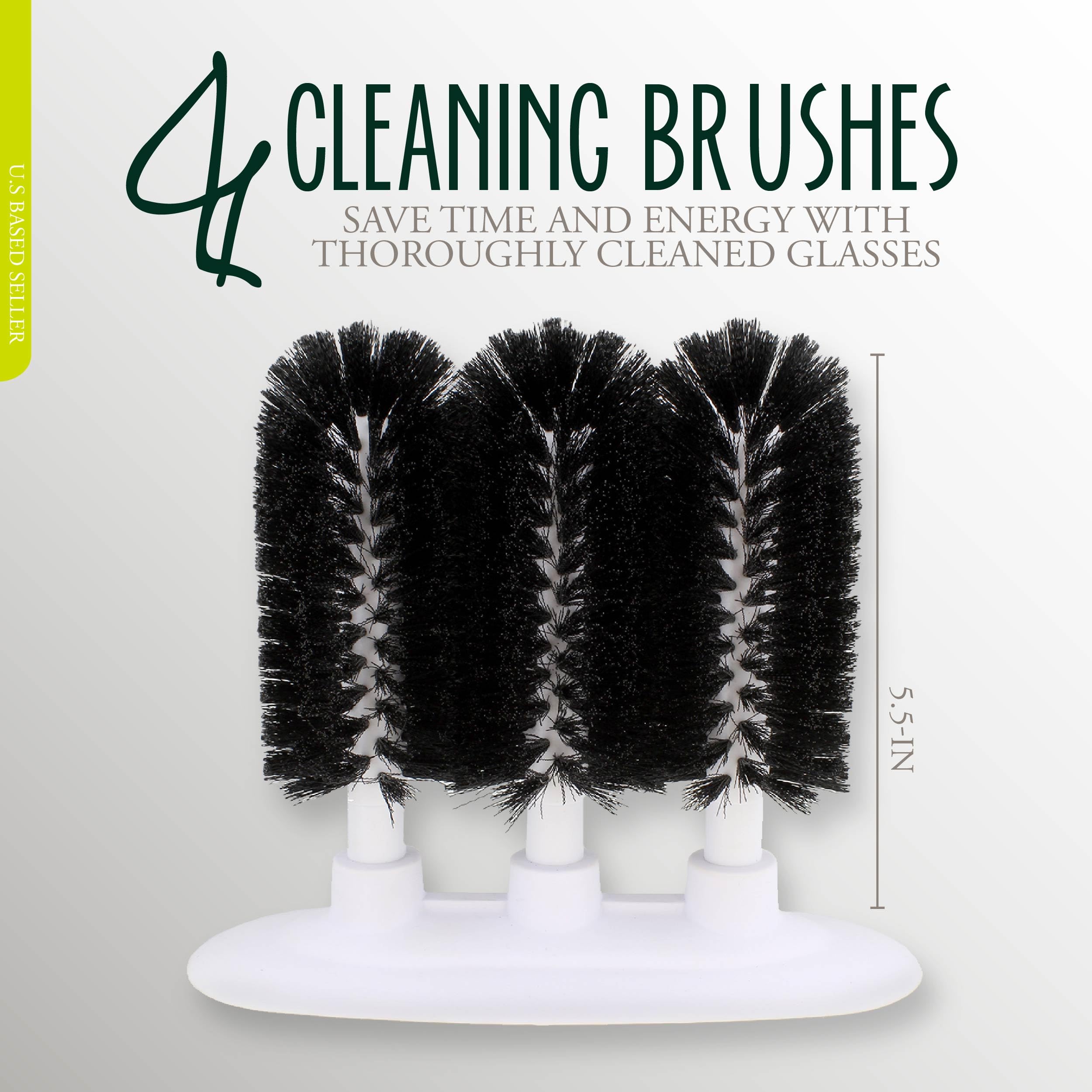 Glass Cleaning Brush, 3 Brush Glass Washer – Triple Glass Rinser, Cup Washer Brush, Glass Brushes for Washing Glasses