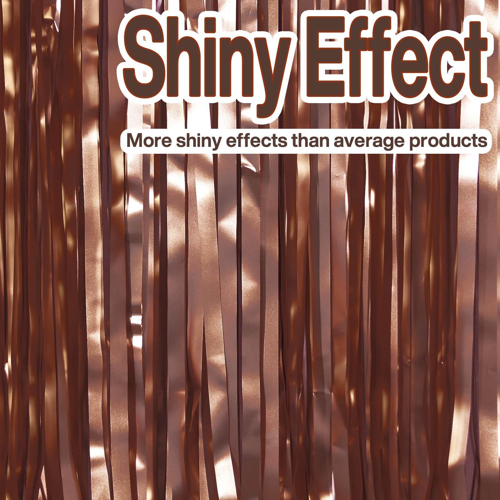 PartyWoo Foil Curtain 2 pcs, 3.3x6.6 ft Metallic Brown Tinsel, Foil Fringe Curtains, Birthday Decorations, Party, Wedding Backdrop