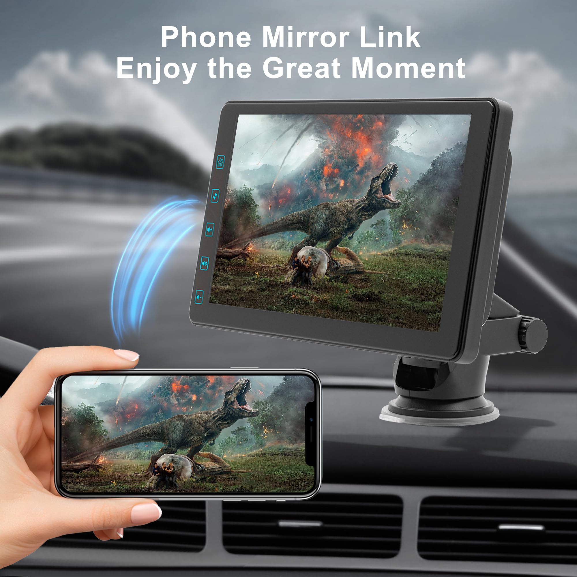 Thebestsvox 7" Wireless Car Stereo with Apple Carplay & 1080P Reverse Camera,Portable Touch Screen Car Play GPS Navigation for Car,Car Audio Receivers with Mirror Link, Android Auto,Bluetooth,FM, Siri