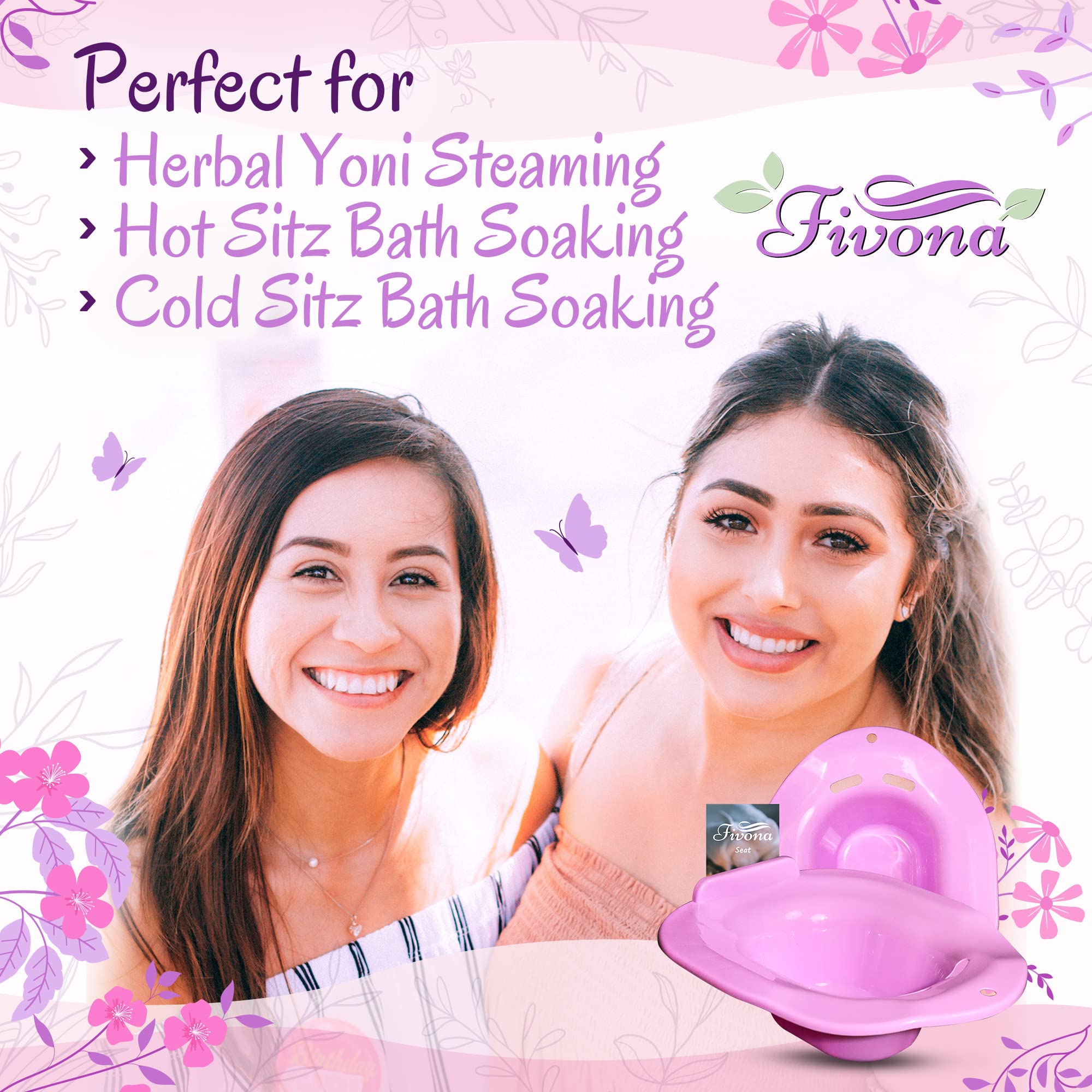 Fivona Yoni Steam Seat Over the Toilet for V Steaming and Sitz Bath Soak - Vaginal Steaming Tub - Basin for Hemorrhoids and Postpartum Care - Fits Most Toilet Shapes