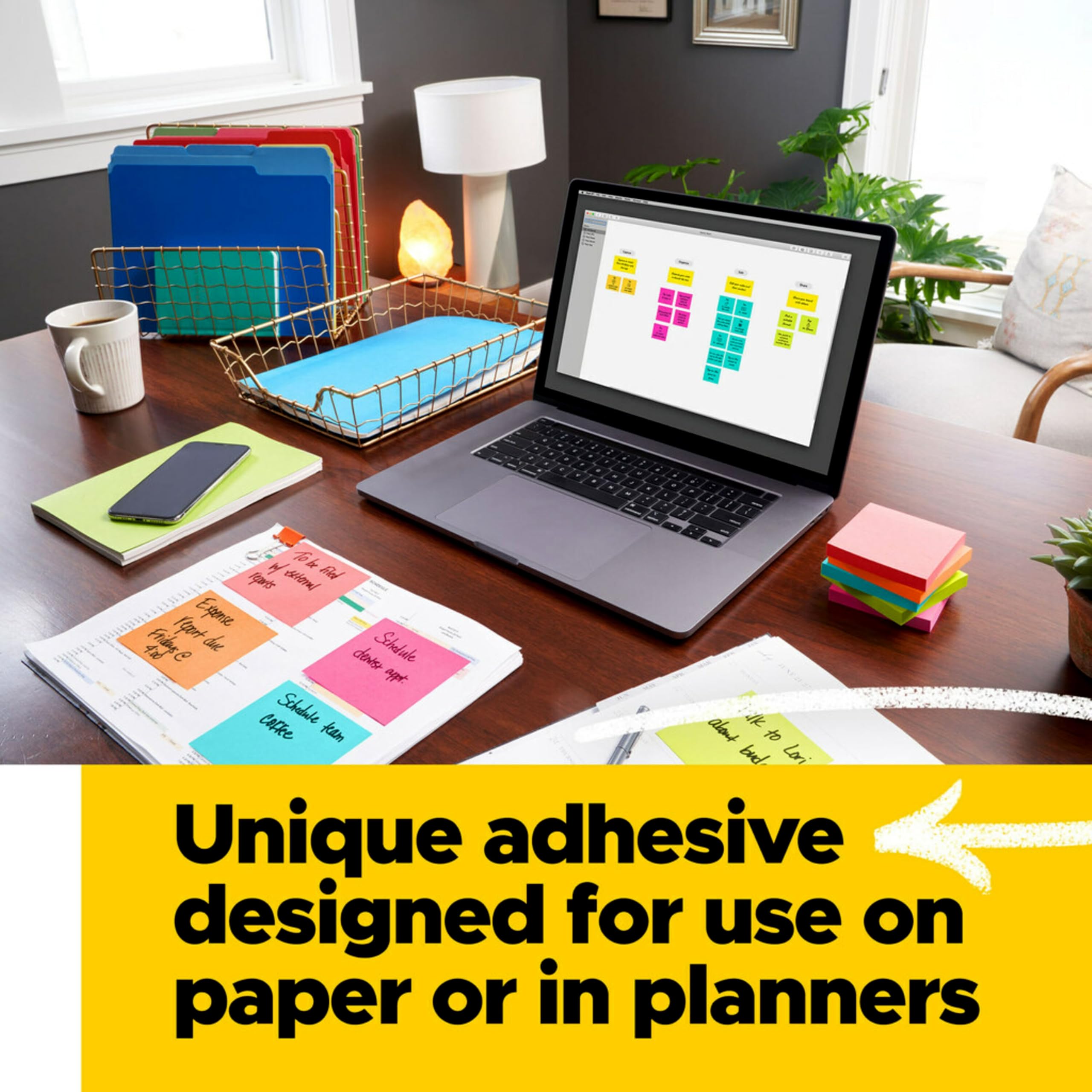 Post-it Notes 3x3 in, 14 Pads, America's’s #1 Favorite Sticky Notes, Yellow and Brights, Clean Removal, Recyclable (654-14YWM)