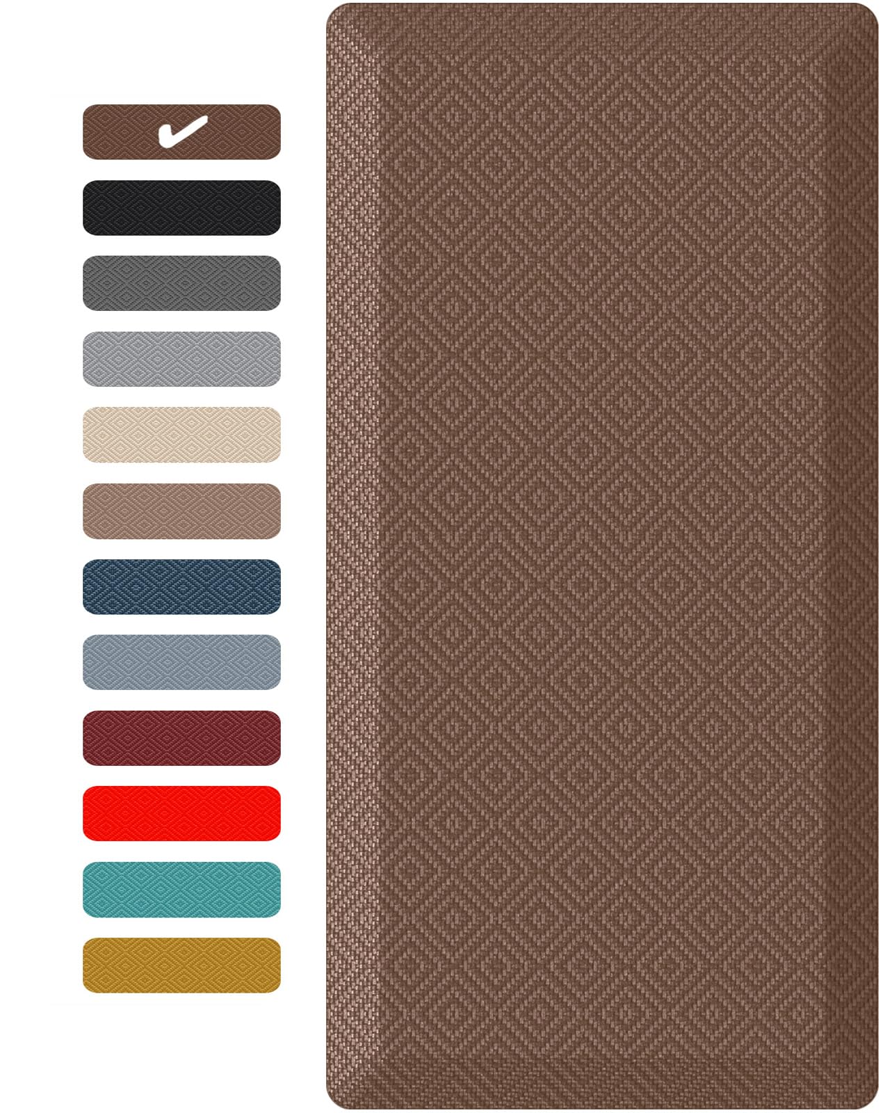 Ophanie Kitchen Mats for Floor, 3/4 inch Thick, 17x28 Anti Fatigue Cushioned Mat, Kitchen Rugs, Waterproof, Comfort Ergonomic Standing Mat for Office, Home, Sink, Brown Non-Slip Ridged Bottom