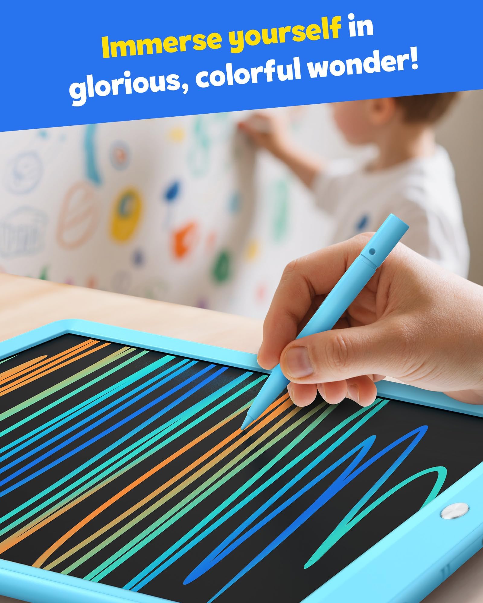 TEKFUN LCD Writing Tablet for Kids, 10-inch Coloring Drawing Pad, Mess Free Doodle Board, Easter Gifts for Boys and Toddlers, Toys for 3 4 5 6 7 8 Year Old Girls(Blue)