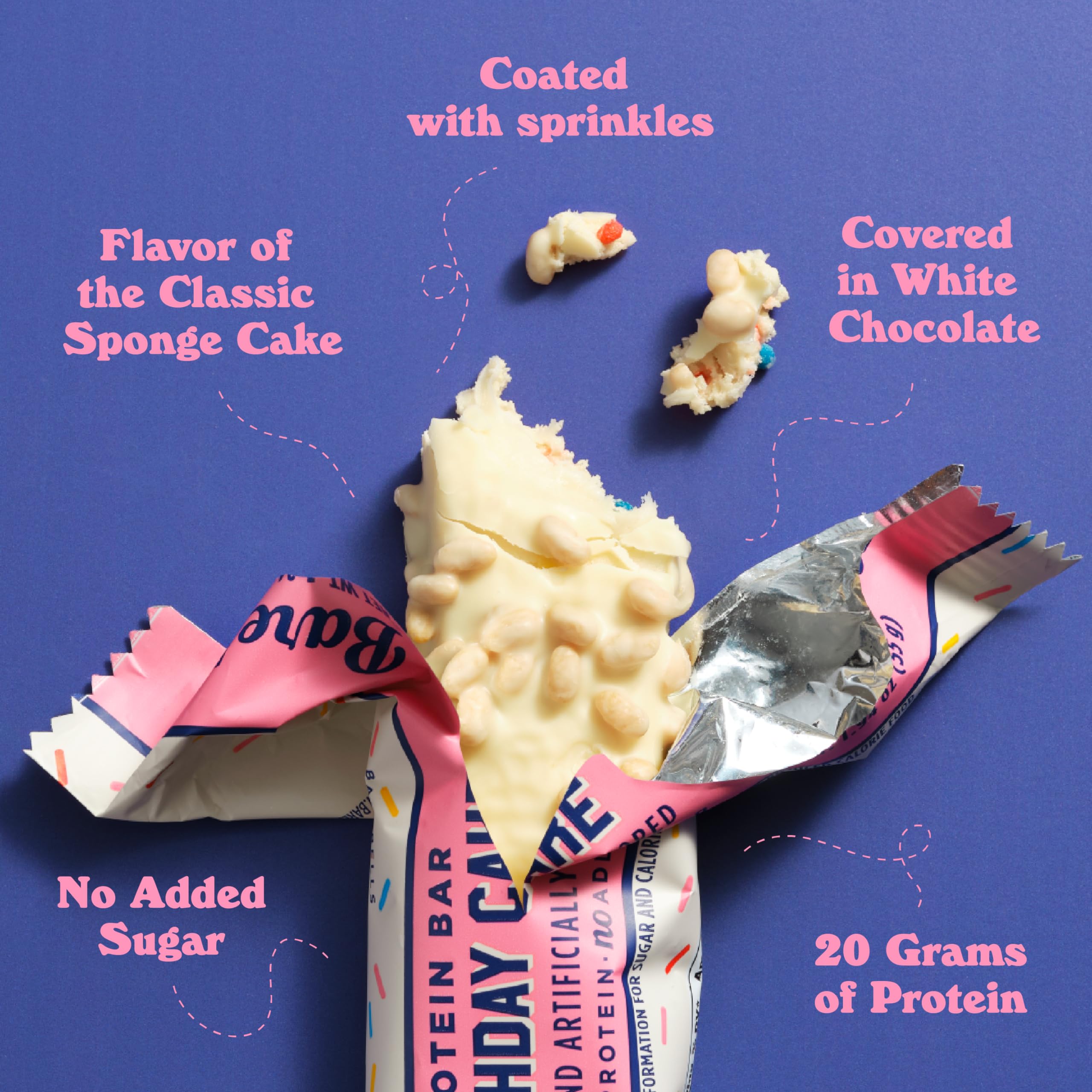 Barebells Protein Bars Birthday Cake - 12 Count, 1.9oz Bars - Protein Snacks with 20g of High Protein - Protein Bar with 1g of Total Sugars - On The Go Protein Snack & Breakfast Bars