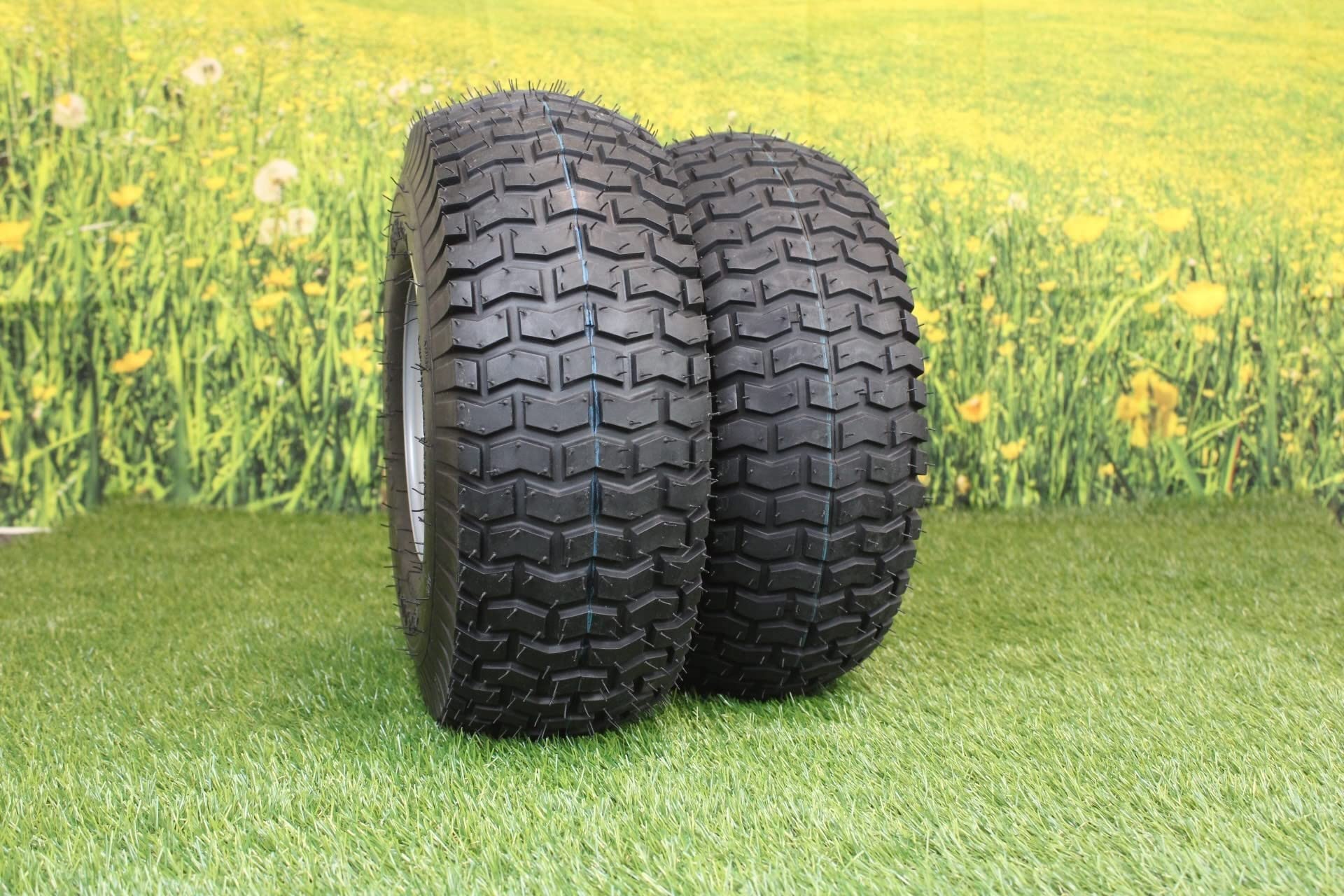 Antego Tire & Wheel (Set of 2) 15x6.00-6 Tire and Wheel Assemblies, ATW-001, 4 Ply Turf Tires, .75" Precision Ball Bearings, Poulan/Husqvarna Mower Front Tires, and Honda Lawn Mower Tires 15x6.00-6