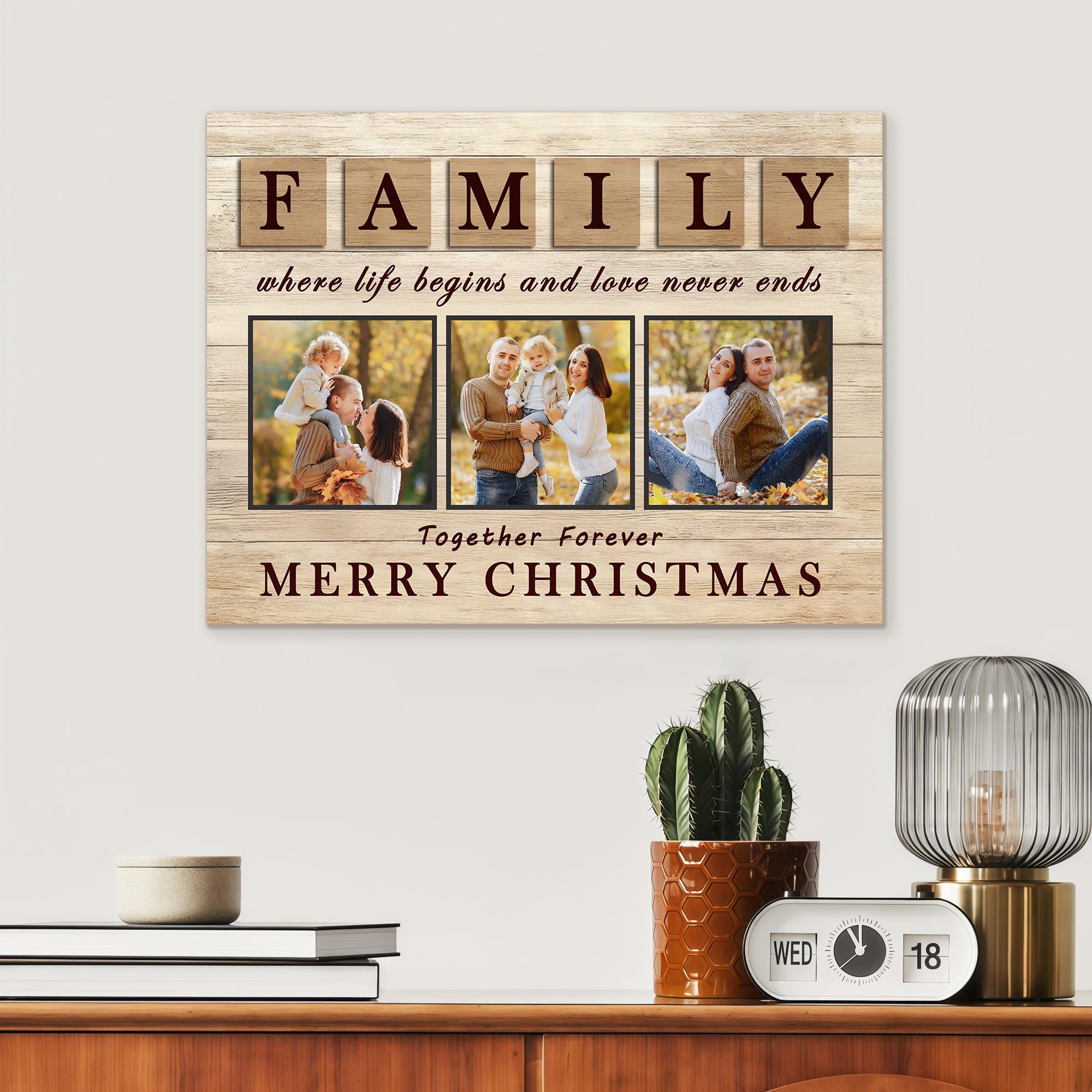 GagetElec Personalized Photo Christmas Ornaments- Custom Canvas Prints with Your Photos, Customized Canvas Wall Art Decor Christmas Gifts for Family Mom Dad Kids Pets Friends