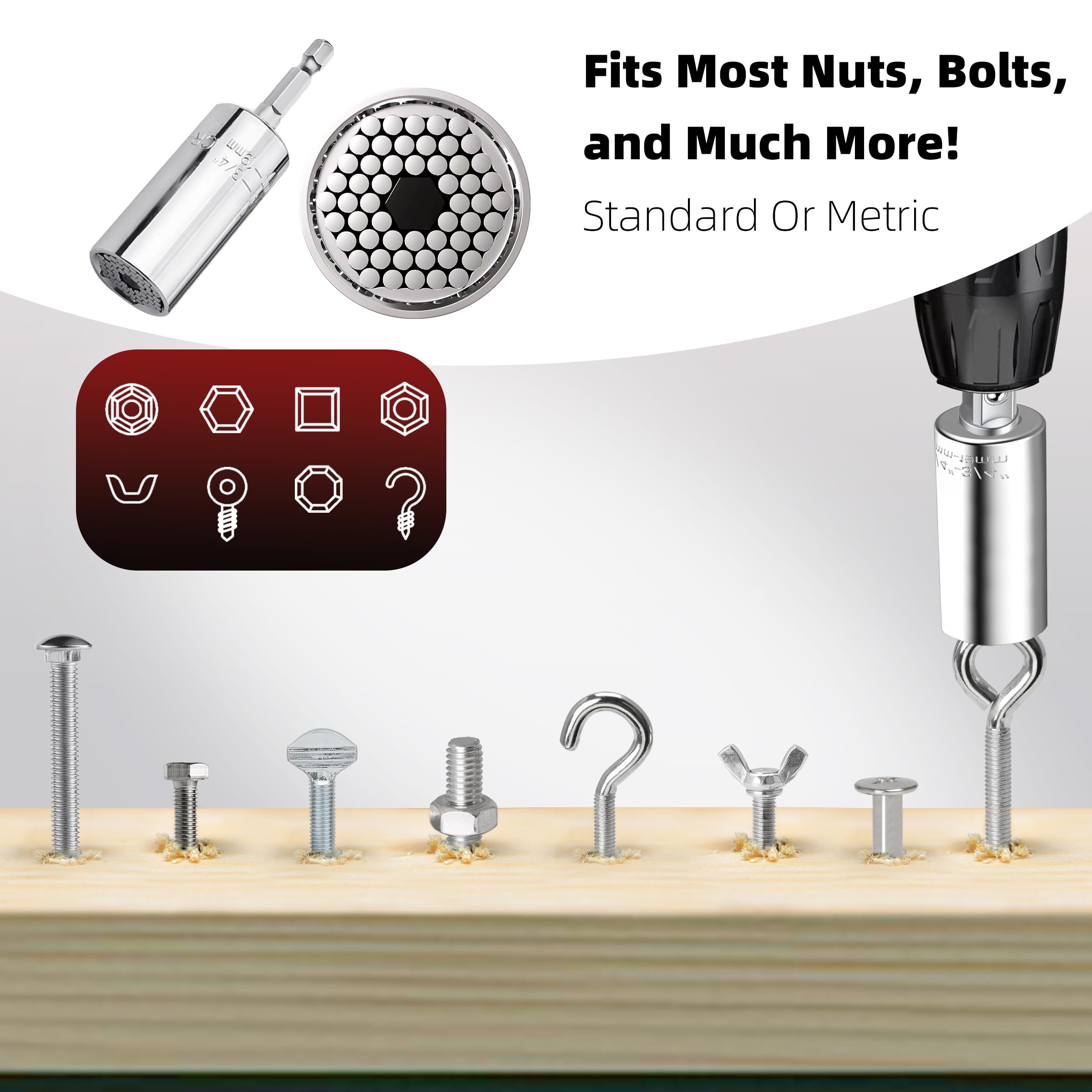 Valentines Days Gifts for Him Her Gifts for Men Super Universal Socket Tools Stocking Stuffers for Adults Power Drill Adapter Cool Gadgets for Men Unique Birthday Gifts Christmas Gifts