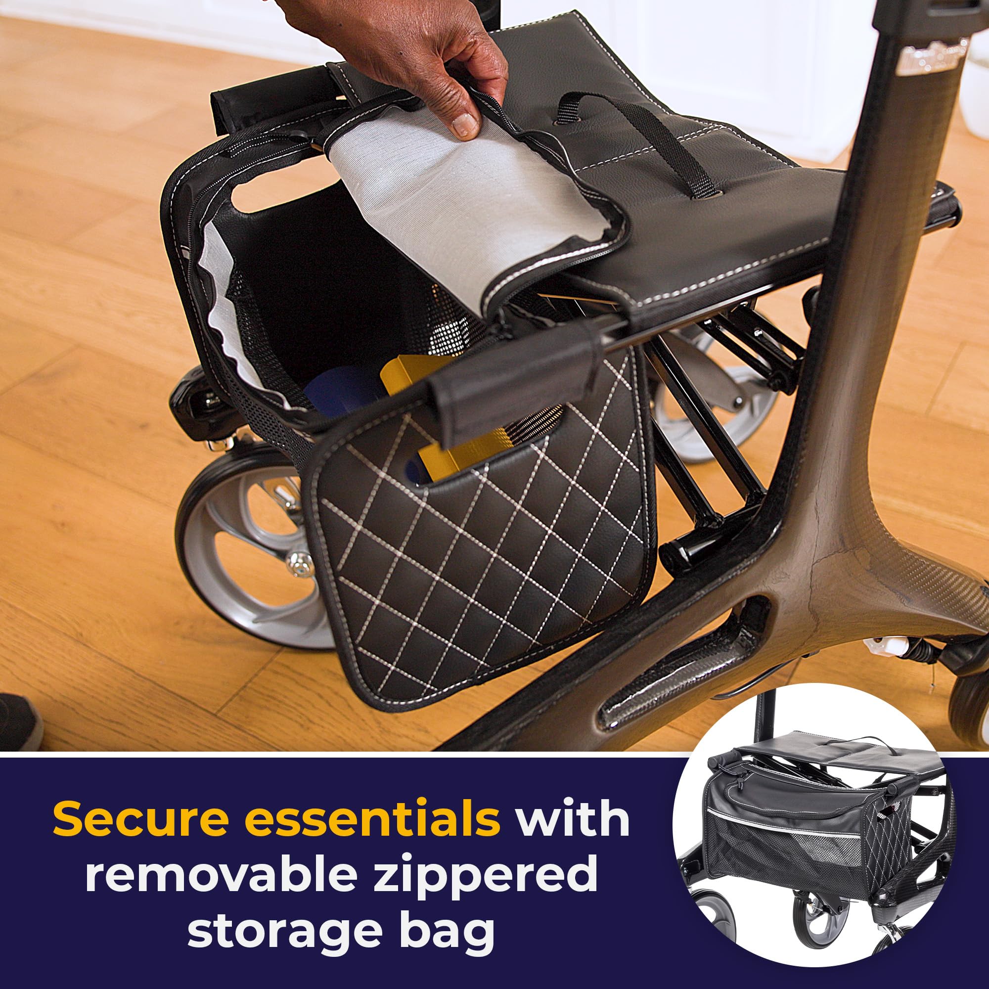 Drive Medical RTL10266CF Nitro Elite CF Foldable Rollator Walker with Seat, Black