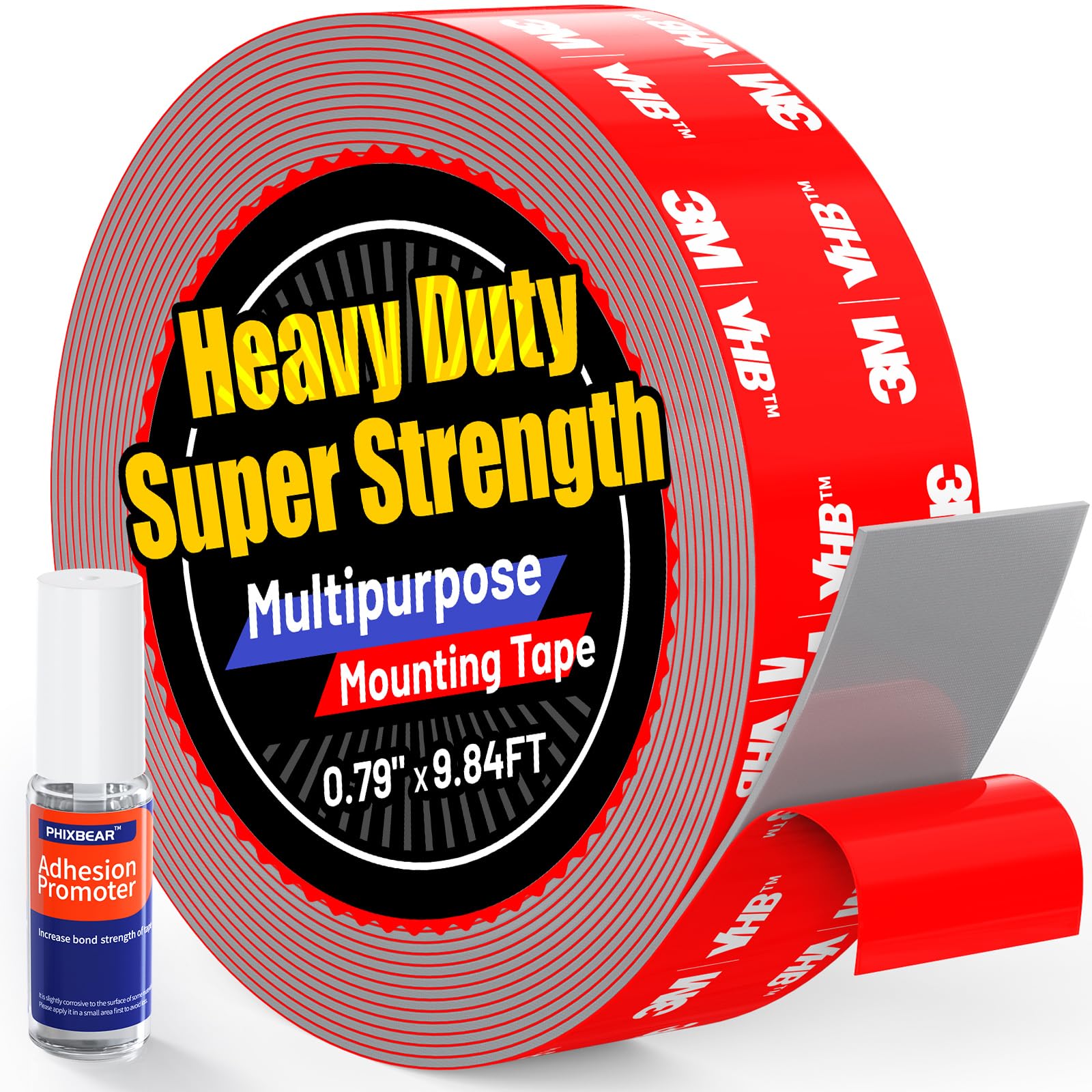 PHIXBEAR Double Sided Acrylic Adhesives Tape, Made of 3M VHB Strong Heavy Duty Tape, 0.79" Width Mounting Tape Waterproof, 9.84 Ft Length