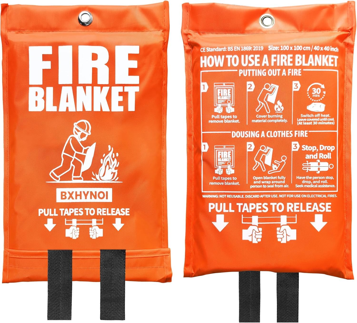 BXHYNOI Fire Blanket,40"x 40",4 Pack Emergency Fire Blanket for Kitchen and Home