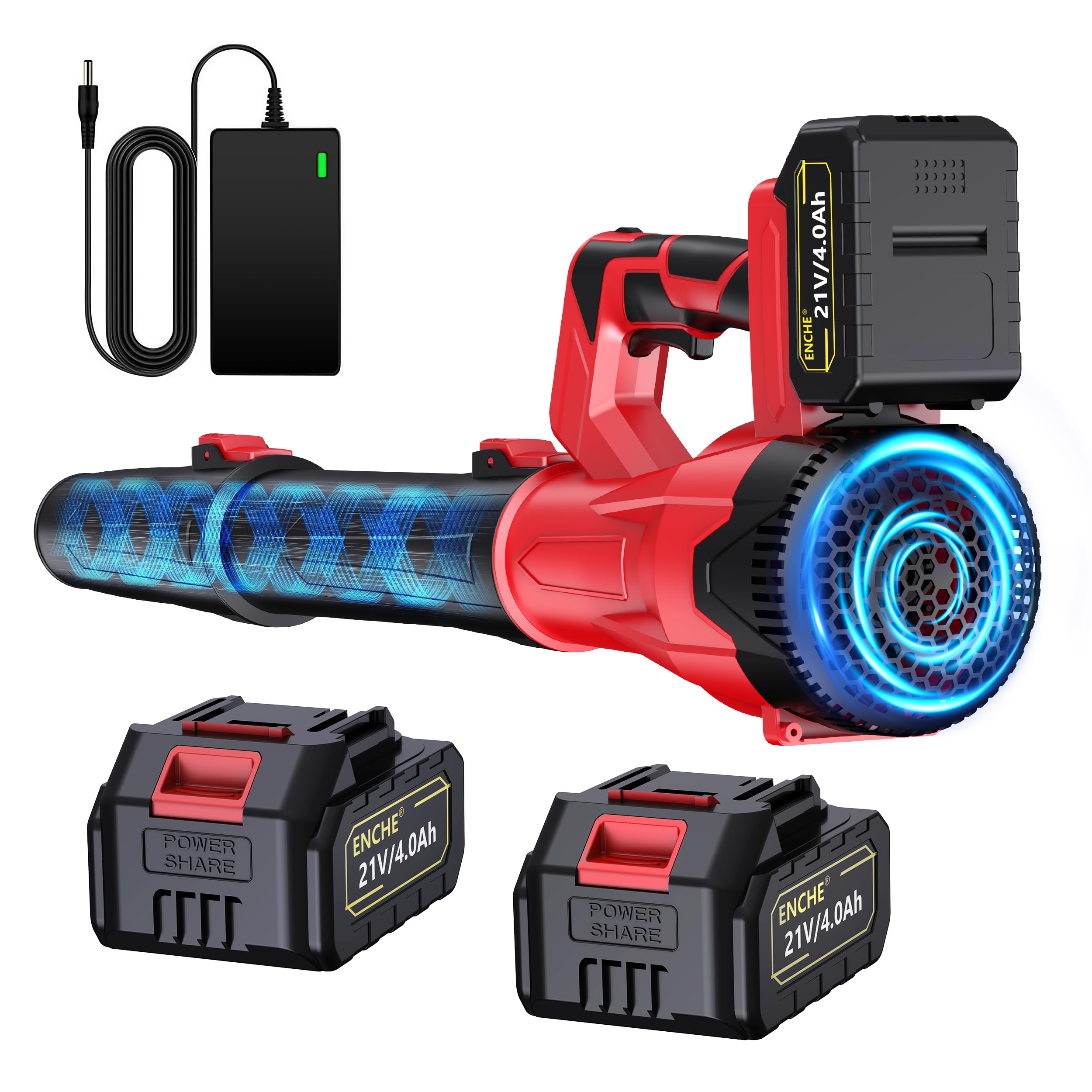 1500,000 RPM Cordless Leaf Blower - 21V Powerful Electric Handheld Leaf Blower with 2Ă4.0Ah Batteries &Fast Charger, 6 Speed,Lightweight for Yard,Deck,Lawn,Blowing Leaves,Patio,Dust,Snow Cleaning
