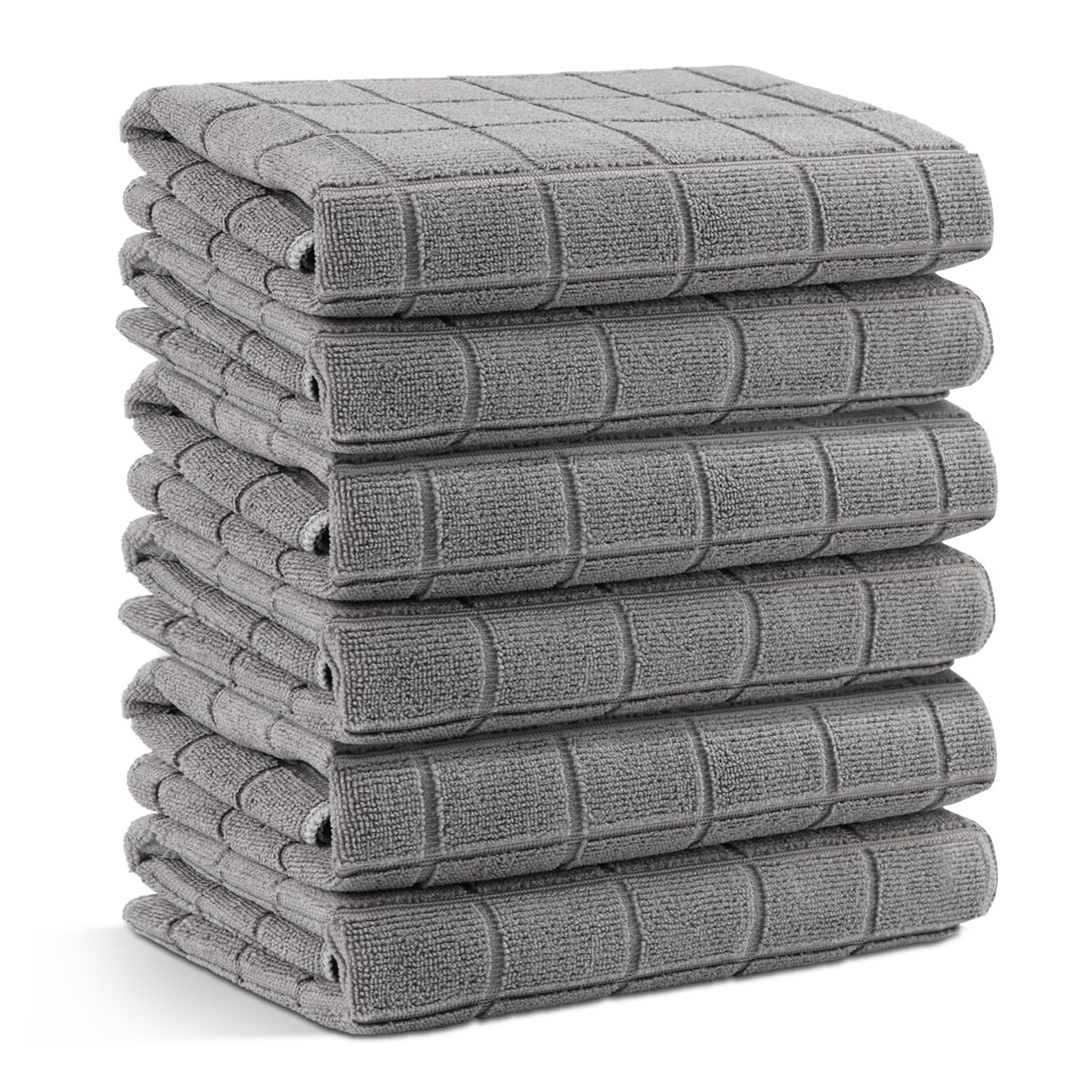 HOMEXCEL Kitchen Towels 6 Pack,Soft and Super Absorbent Hand Towels,Lint Free Lattice Designed Washcloths Bath Towel for Travel Gym Hotel,15 x 25 inch