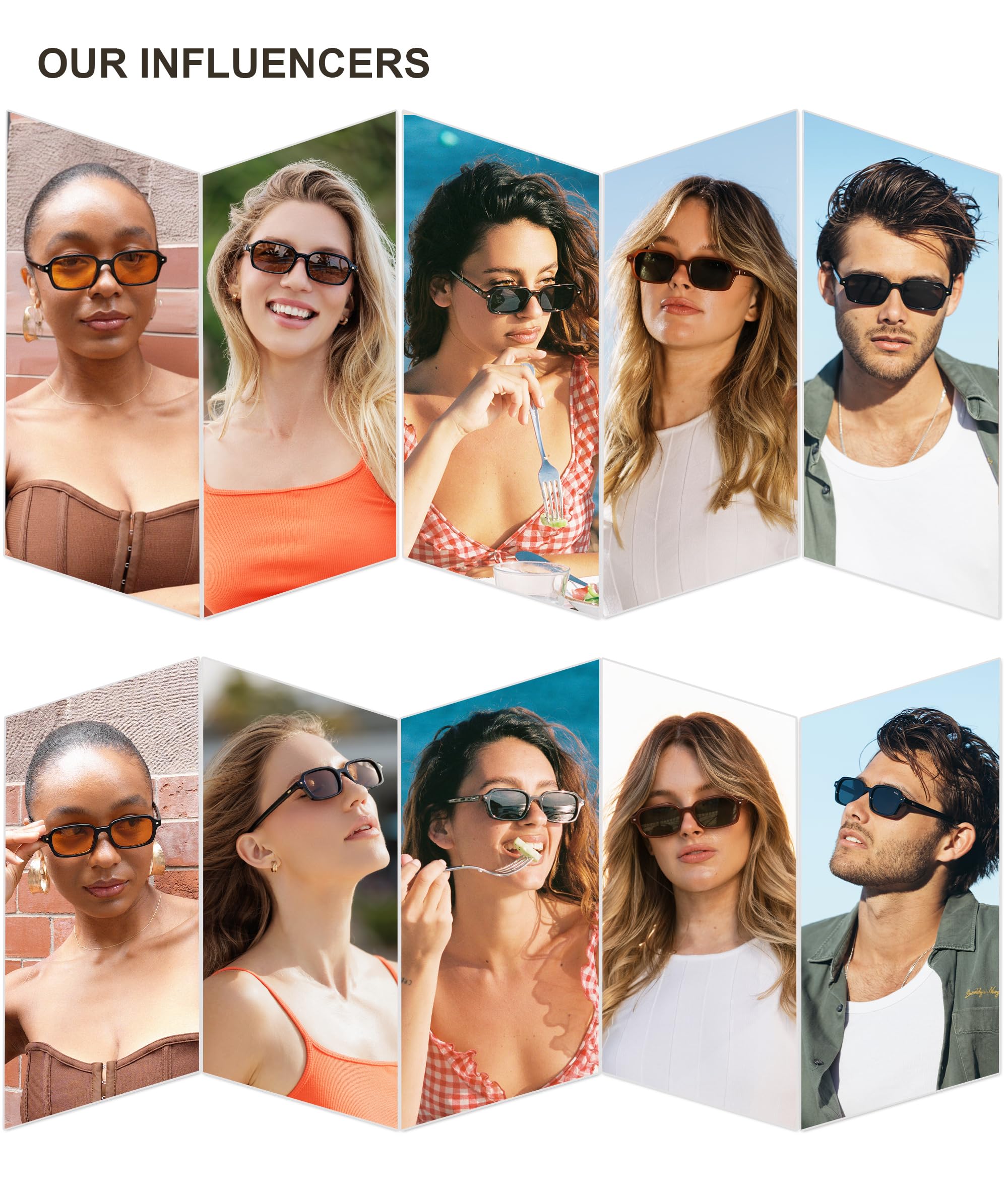 SOJOS Trendy Rectangle Polarized Sunglasses for Women Men, Retro Small Thin Slim Narrow Square Sunnies SJ2610, Brown Tortoise/Brown