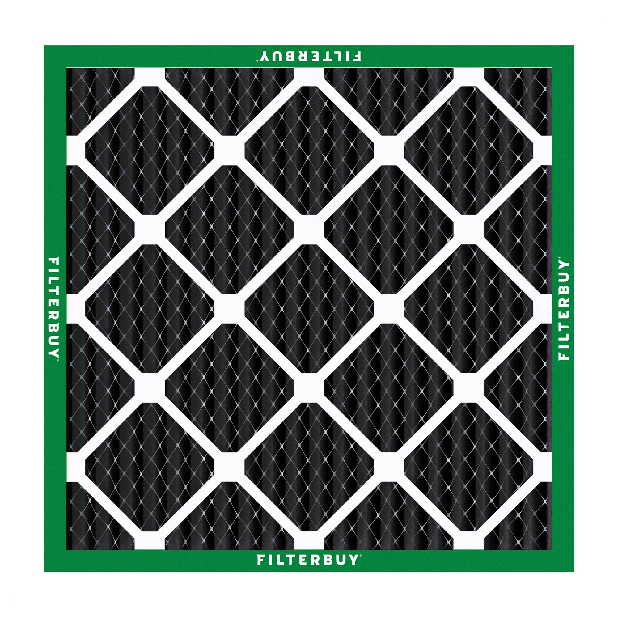 Filterbuy 20x20x1 Air Filter MERV 8 Odor Eliminator (4-Pack), Pleated HVAC AC Furnace Air Filters Replacement with Activated Carbon (Actual Size: 19.50 x 19.50 x 0.75 Inches)