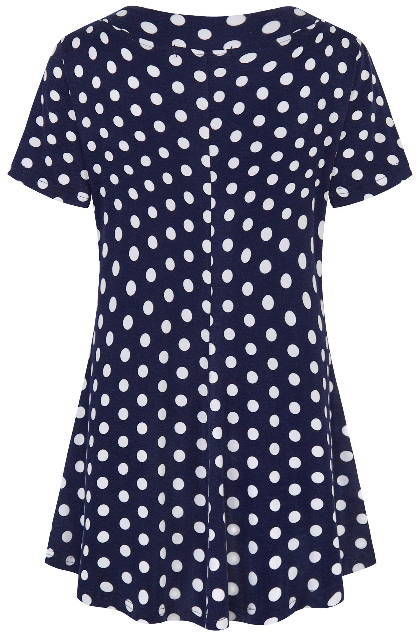 Ninedaily Women's Polka Dot Shirts, Womens Summer Tops Trendy 2024 Tunic Summer Short Sleeve Top Loose V Neck Dressy Shirt Blouse,Navywhite Polka Dot,Size XL