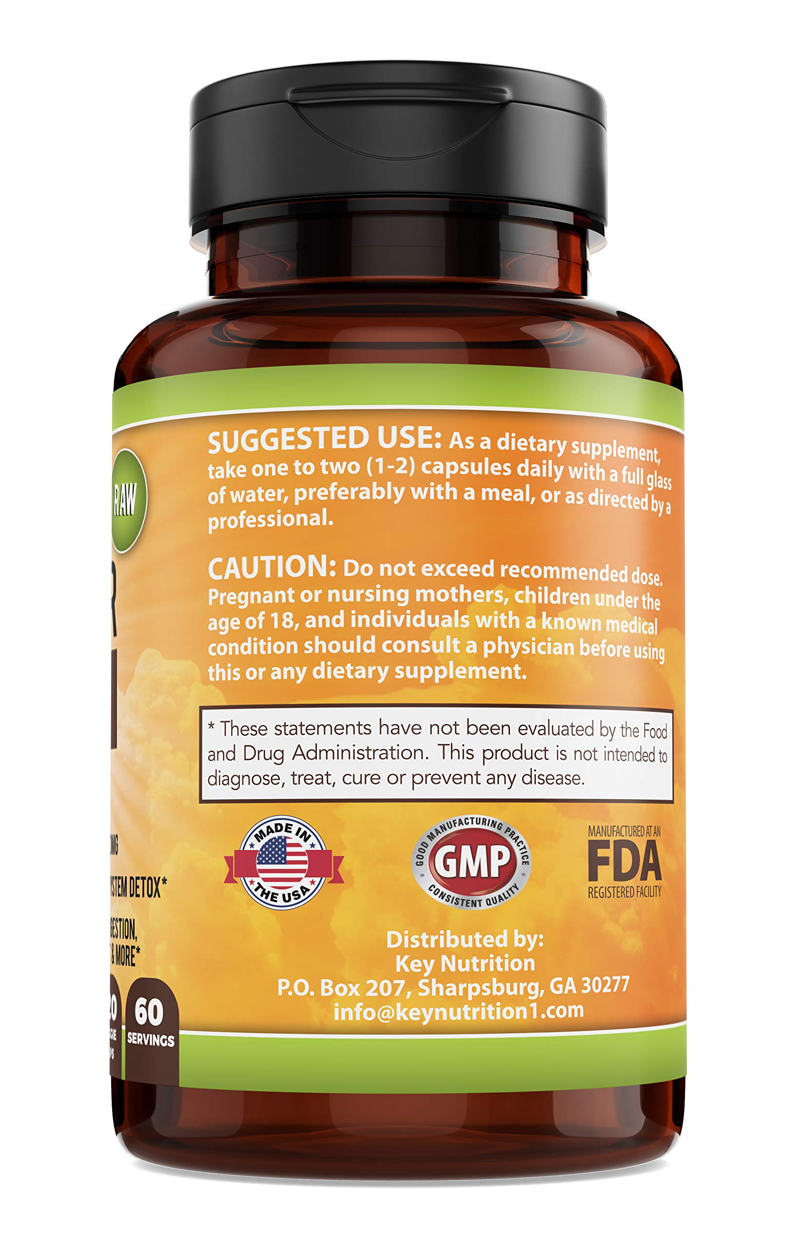 Key Nutrition Apple Cider Vinegar 1500mg, 100% Organic, Pure & Raw - Healthy Digestion & Detox Support - 60 Day Supply