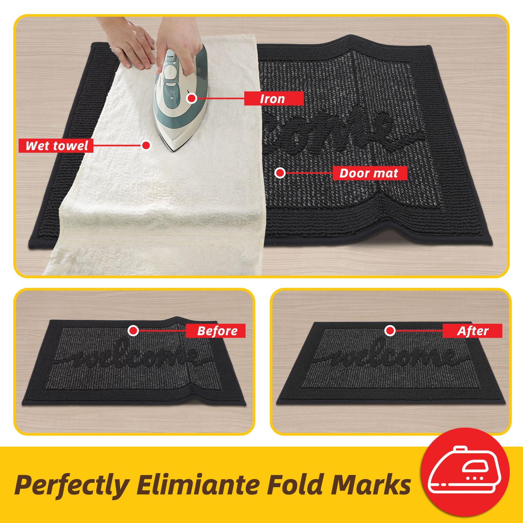 JSEI Door Mat 20"x 32",Absorbent Muddy Dirt Welcome Mat,Non-Slip Entryway Rugs Washable Indoor Entrance Mats,Low Profile Floor Mat for Entryway and Front Back Door,Black