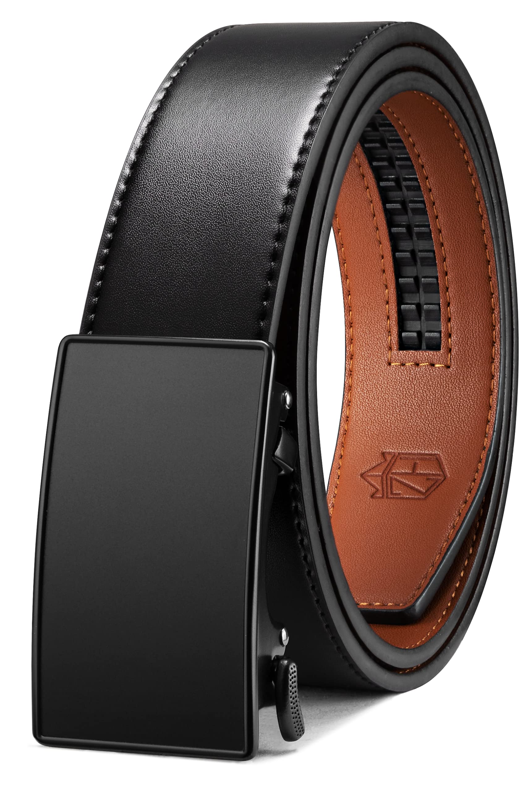 Zitahli Ratchet Belt for Men,Upgraded Tail Hidden Design mens belt Leather for Dress Pant Shirt Oxfords,Micro Adjustable 26"-32"