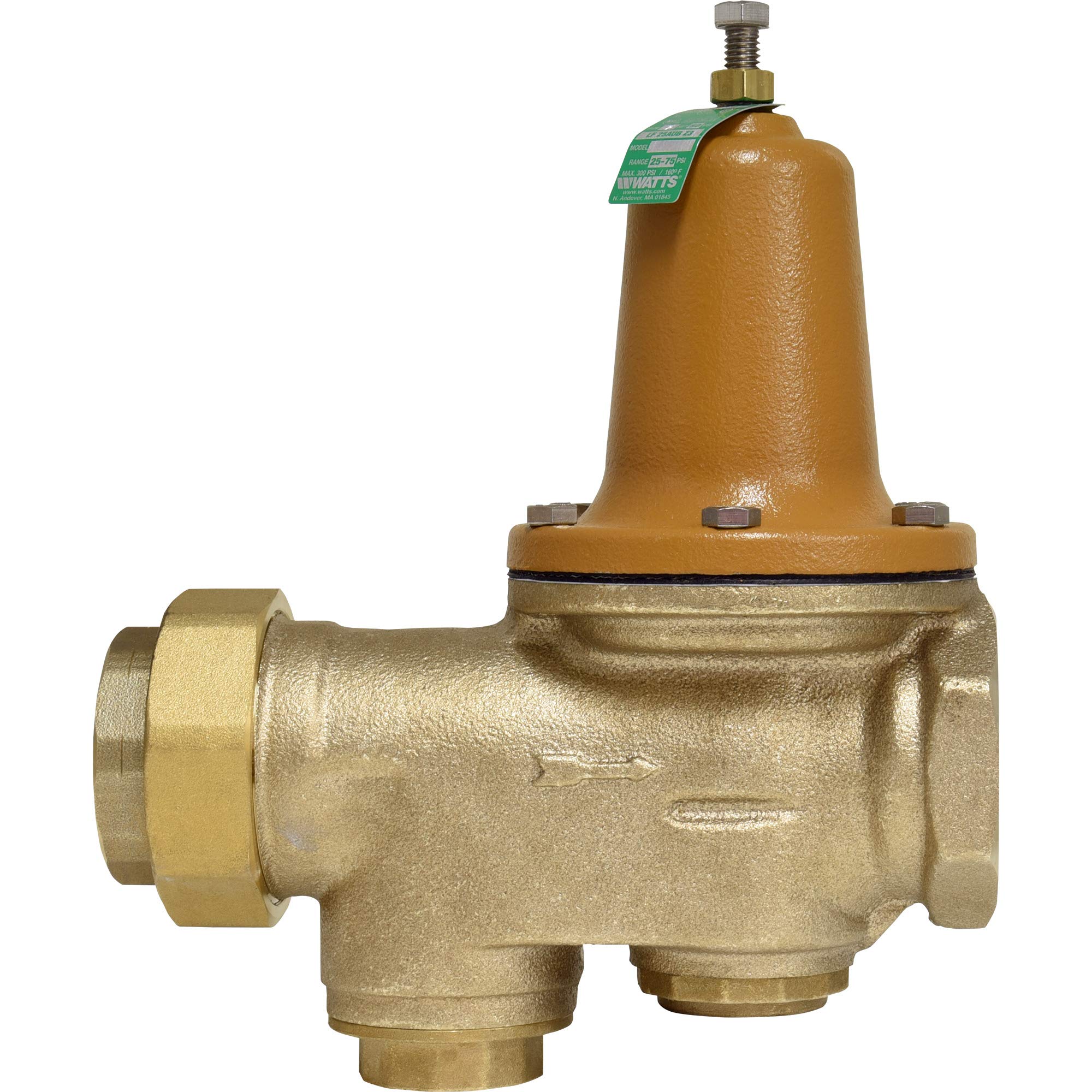 Watts LF25AUB-Z3 Series 2" Lead-Free Cast Copper Silicon Alloy Water Pressure Reducing Valve, NPT Female Union x NPT Female Outlet, SS Seat, Adjustable Pressure 25 to 75 psi, Maximum 300 psi