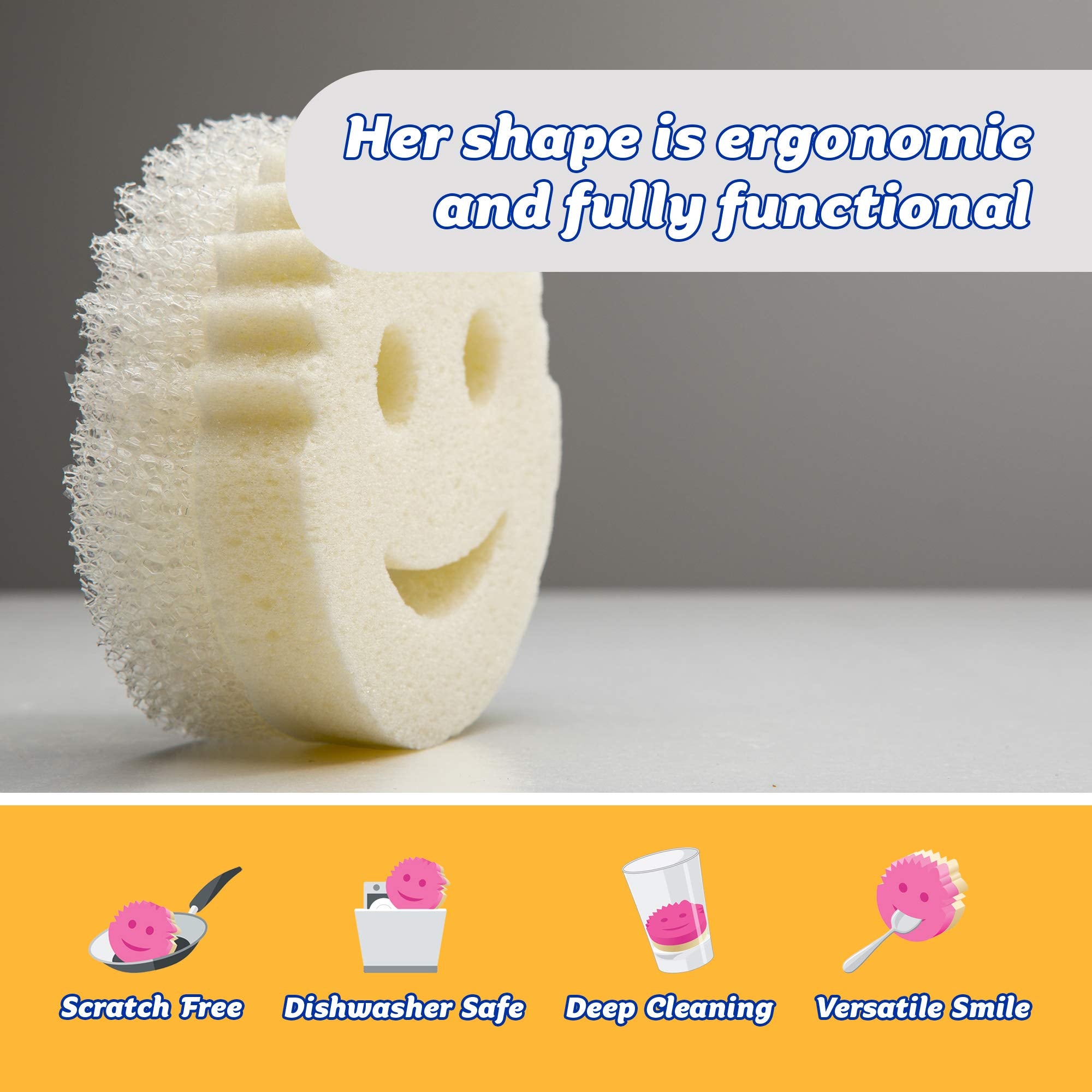 Scrub Daddy Dual-Sided Sponge and Scrubber- Scrub Mommy Dye Free - Scratch-Free Scrubber for Dishes and Home, Odor Resistant, Soft in Warm Water, Firm in Cold, Deep Cleaning, Dishwasher Safe, 1ct