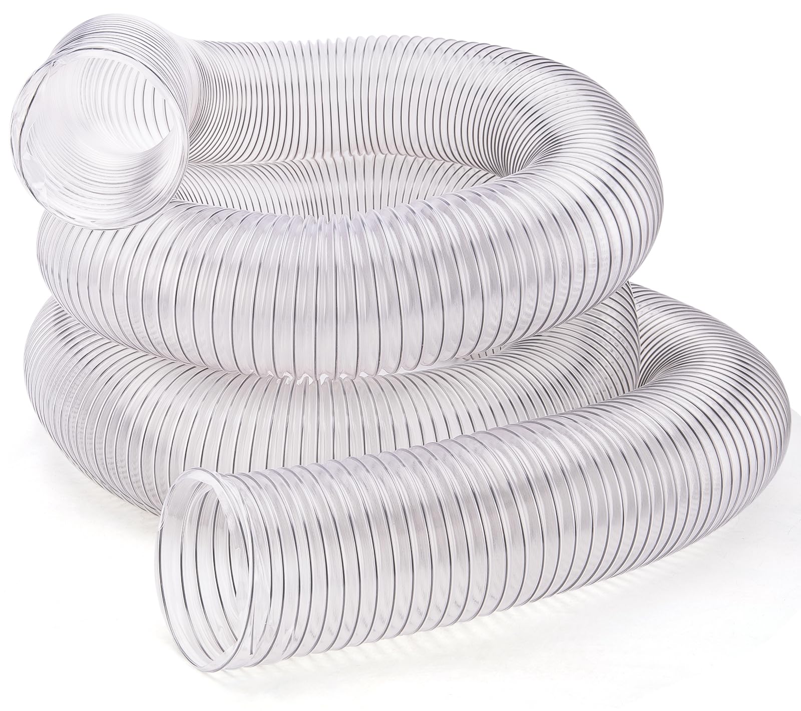 4 In x 20Ft Flexible PVC Dust Collection Hose, Heavy Duty PVC Dust Debris and Fume Collection Hose for Dust Collection Systems, Clear Color