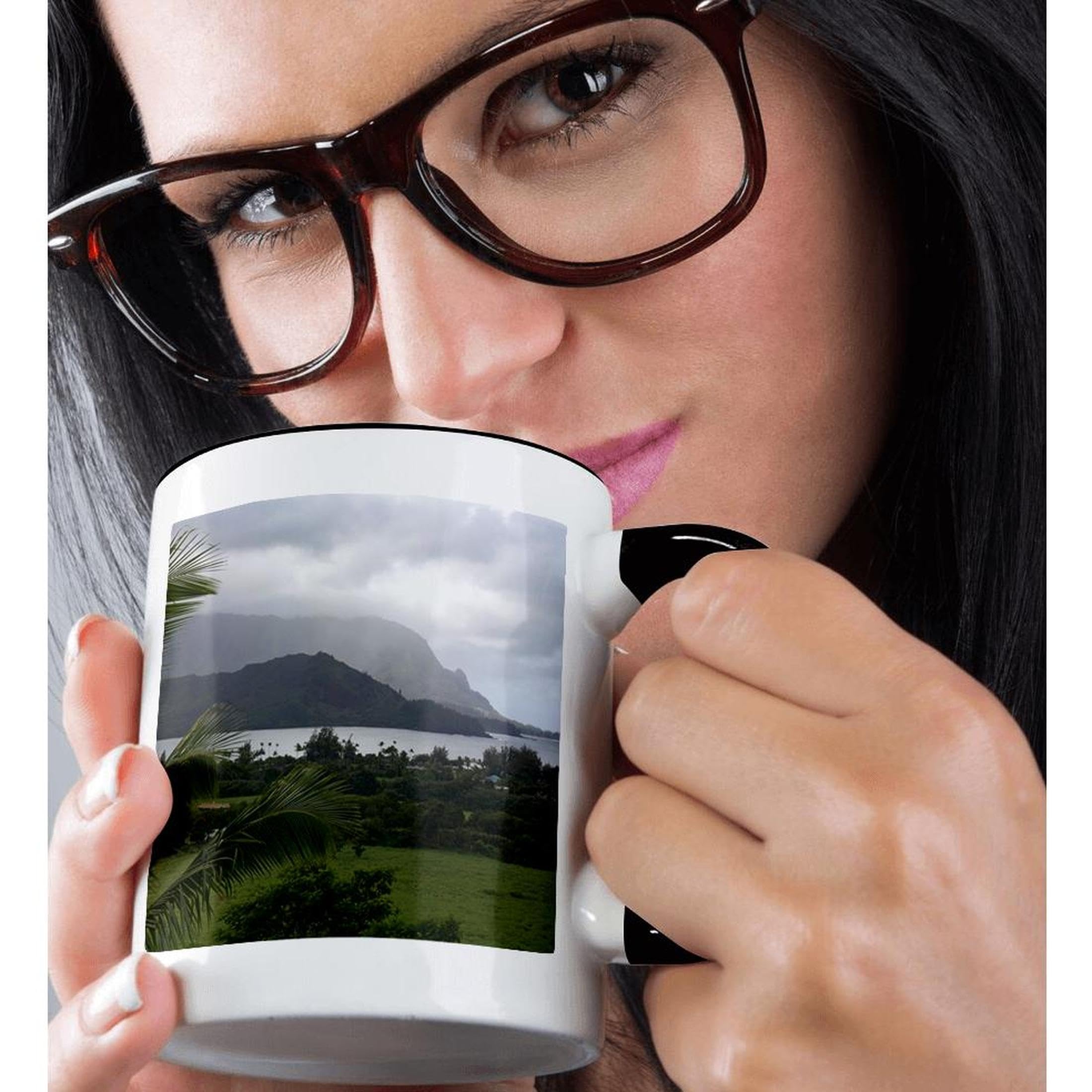 3dRose Hanalei Bay, Kauai Island, Hawaii, USA Mug, 11 oz, Black