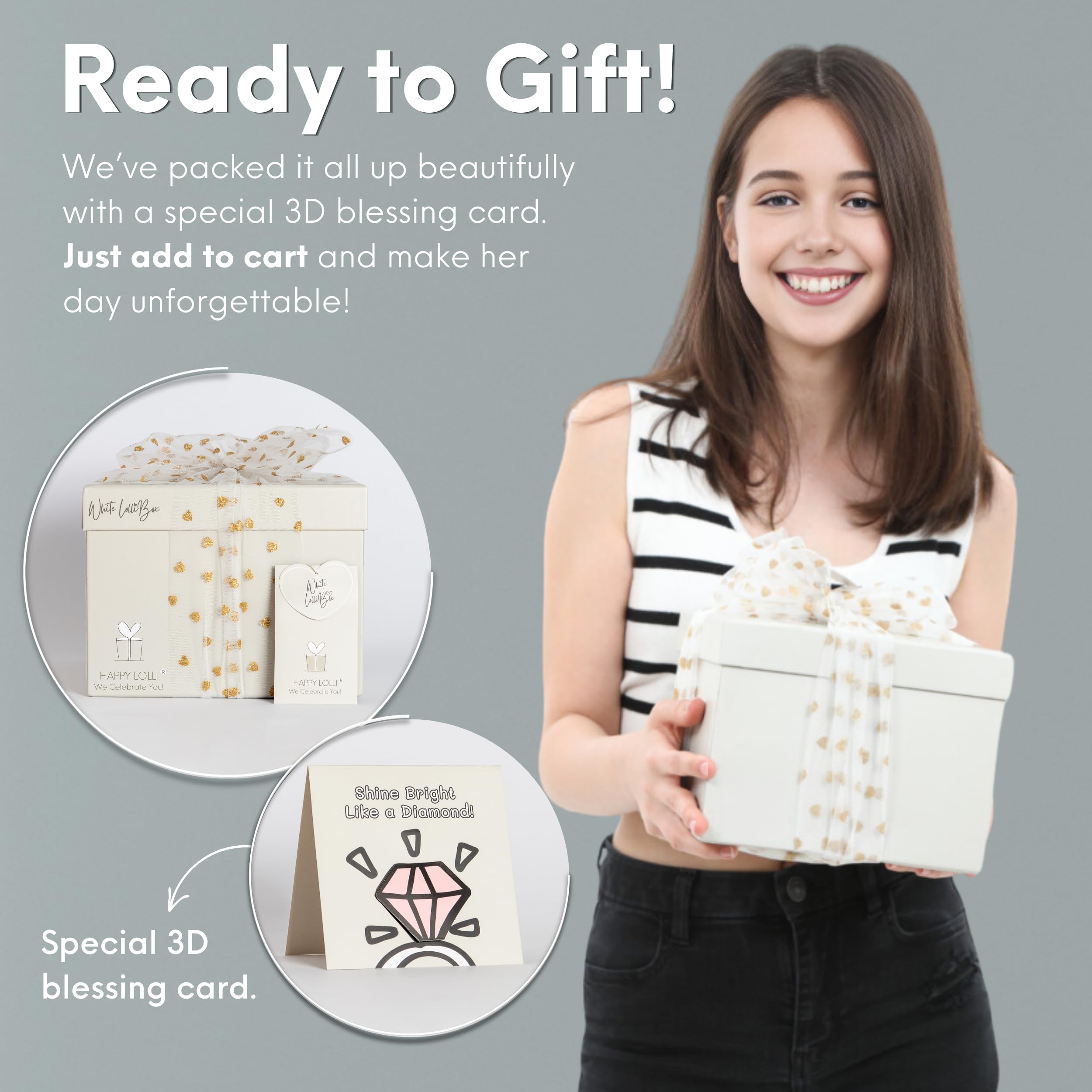 HAPPY LOLLI Gift for Tween & Teen Girls–8 Fun Gifts with Tasks and Empowering Cards-Great for Birthdays & Christmas