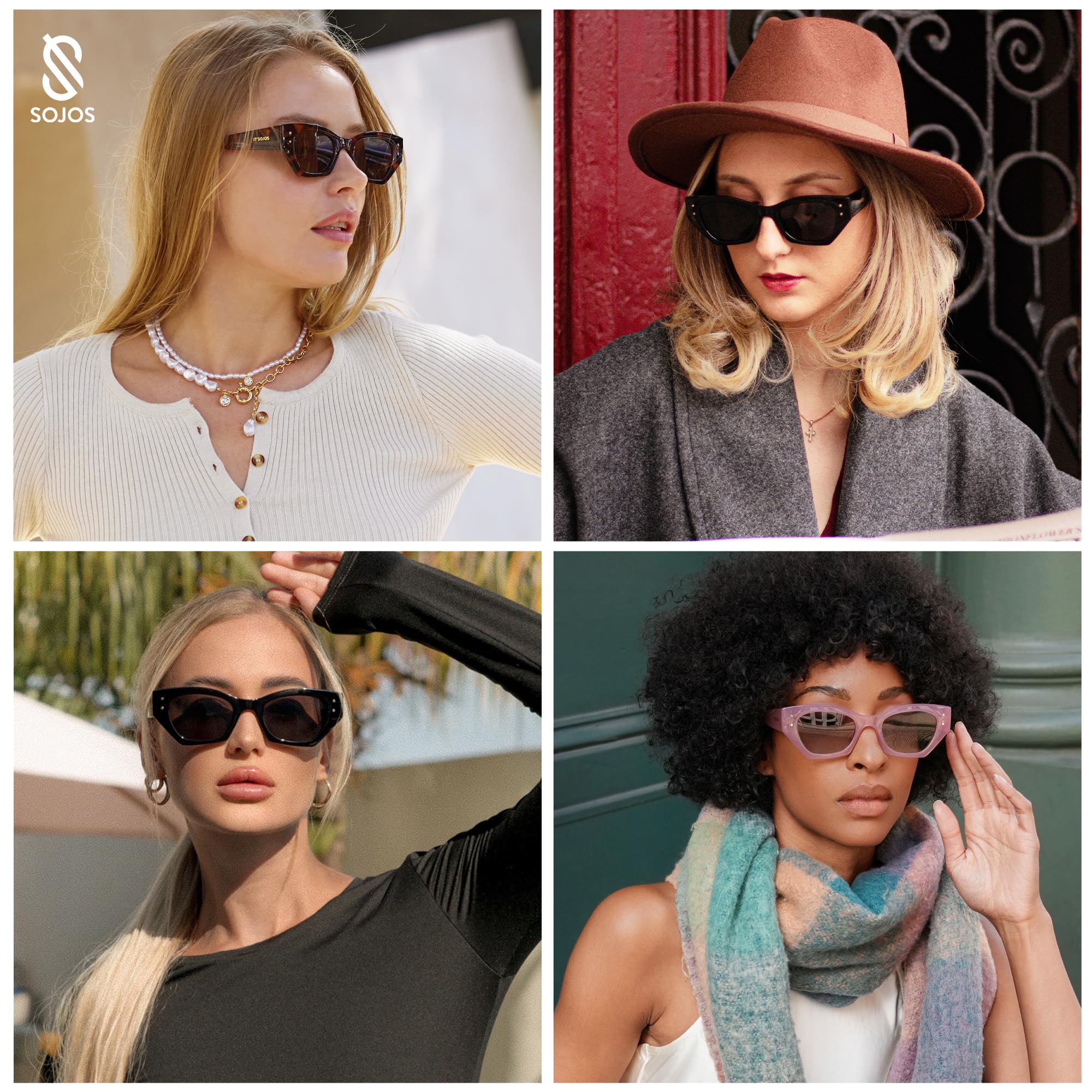 SOJOS Retro Trendy Polarized Sunglasses For Women Narrow Cat Eye Womens Shades SJ2346,Tortoise Brown Grading
