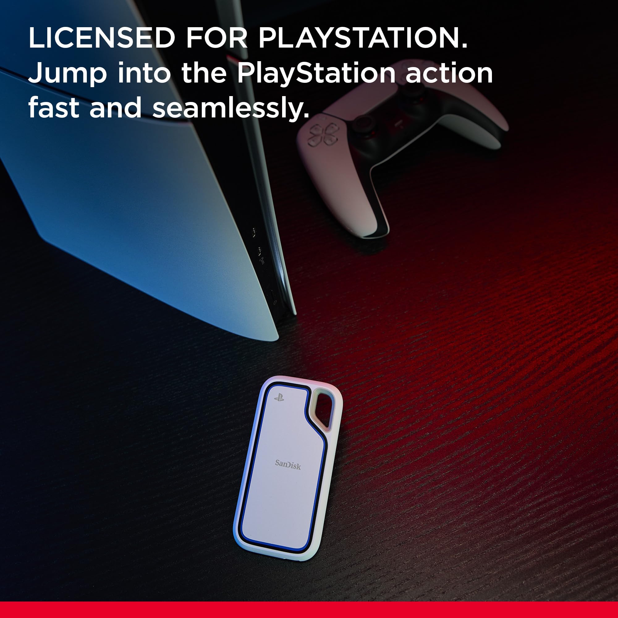 SANDISK 2TB Extreme Portable SSD, Officially Licensed for PlayStation 5 Console and PC - up to 1000MB/s, USB-C, USB 3.2 Gen 2, Drop Protection - External Solid State Drive - SDSSDE62P-2T00-G25