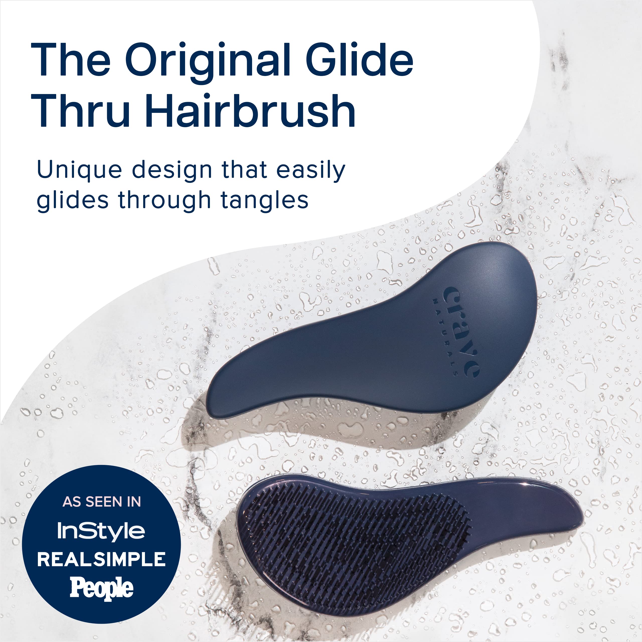 Crave Naturals Glide Thru Detangling Brush for Adults & Kids Hair - Detangler Brush for Natural, Curly, Straight, Wet or Dry Hair - Blue, 1 count