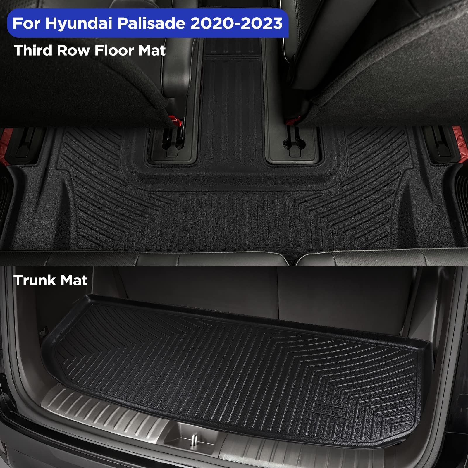 BAMACAR for Hyundai Palisade Floor Mats 2024 2023 2022 2021 2020(Bench Seat) All Weather Full Set for Hyundai Palisade Floor Mats 2024 2023 2022 2021 2020 Hyundai Palisade Accessories 2024 2023