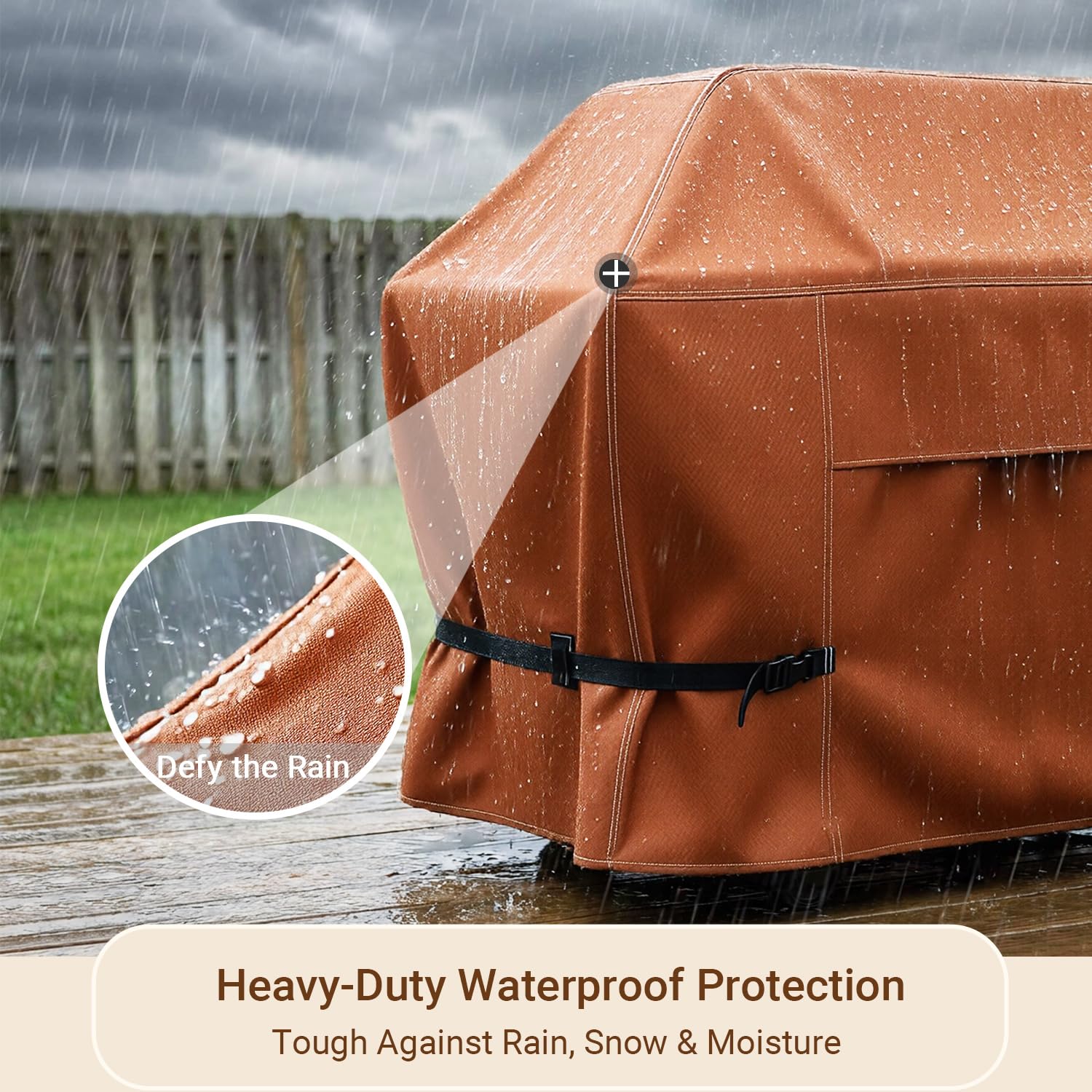 NettyPro BBQ Grill Cover 56 inch Heavy Duty Waterproof Outdoor 2-3 Burners Gas Grill Cover for Outside Weber, Char-Broil, Brinkmann, Nexgrill Barbecue, Brown